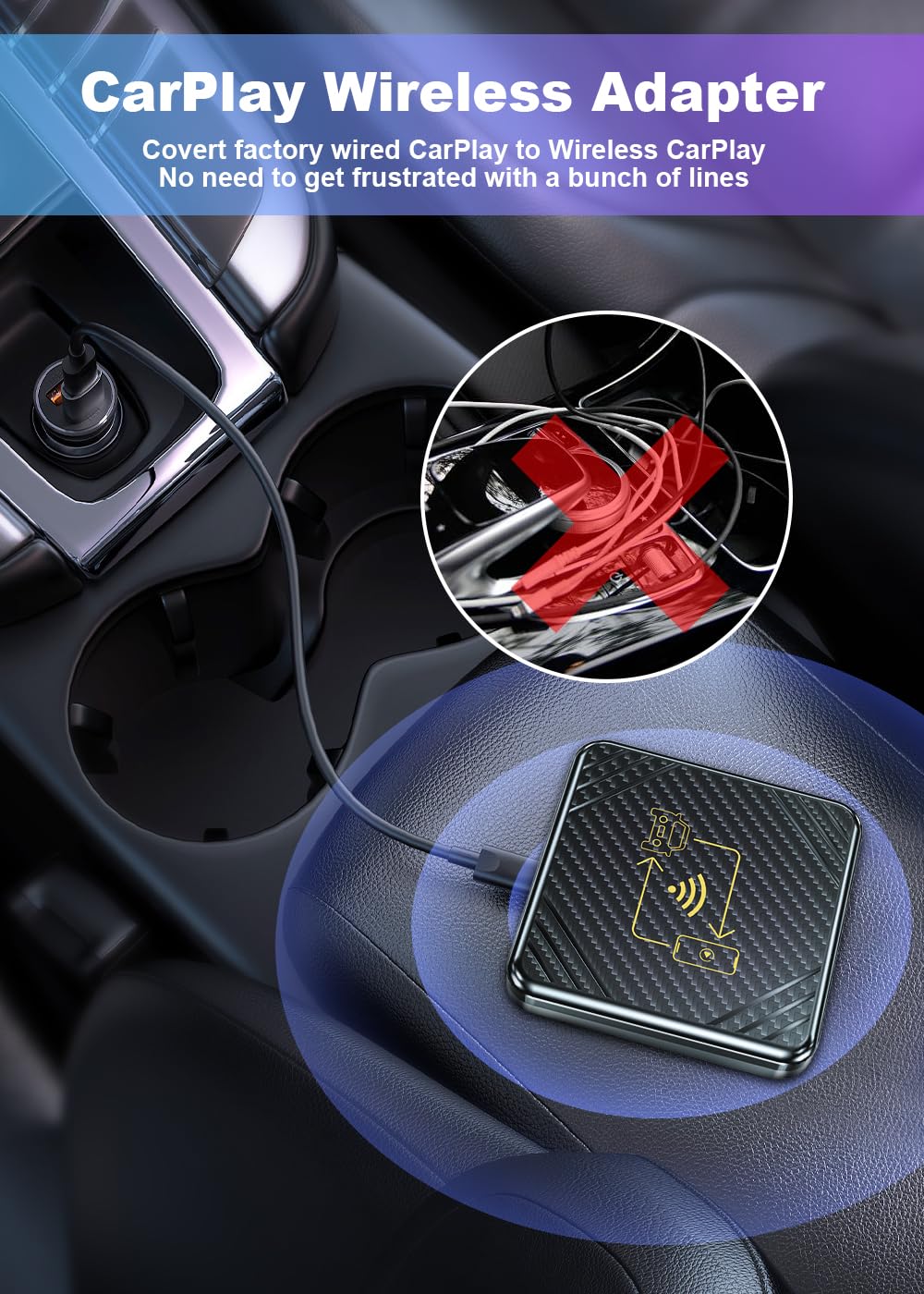 Wireless CarPlay & Android Auto Adapter 2-in-1 - Plug and Play USB Dongle for Factory Wired Cars (2015+ Models) - Compatible with 800+ Vehicles - Seamless Smartphone Connectivity for Safer Driving - Perfect for Commuting, Road Trips & Hands-Free Navigation (Black)