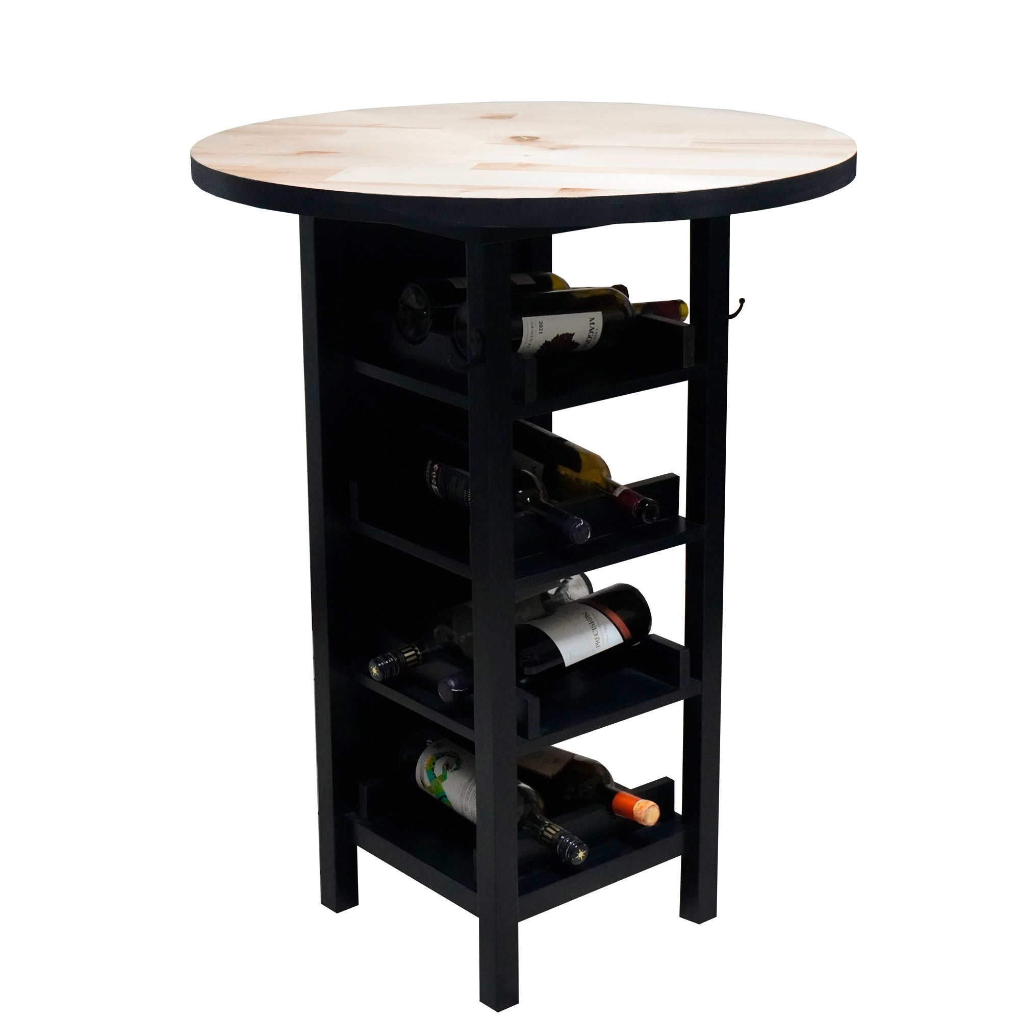 Stylish Dayton Wine Rack Pub Table - Rustic Bar Table with Built-in Wine Storage - Perfect for Home Bars, Man Caves & Outdoor Entertaining