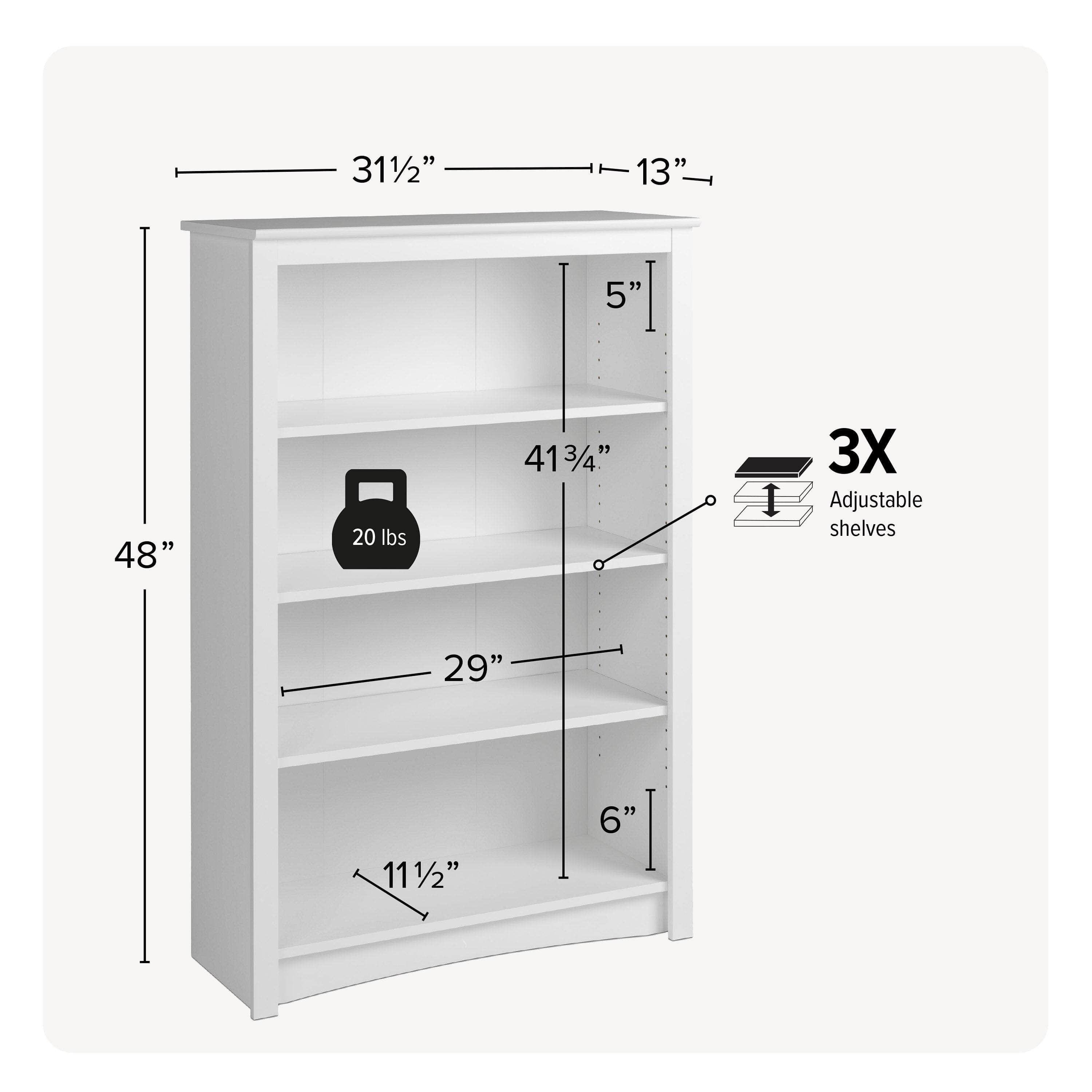 4-Tier Wooden Bookcase - Modern Bookshelf for Home & Office - Available in White & Brown - Perfect for Living Room, Bedroom, or Study Organization