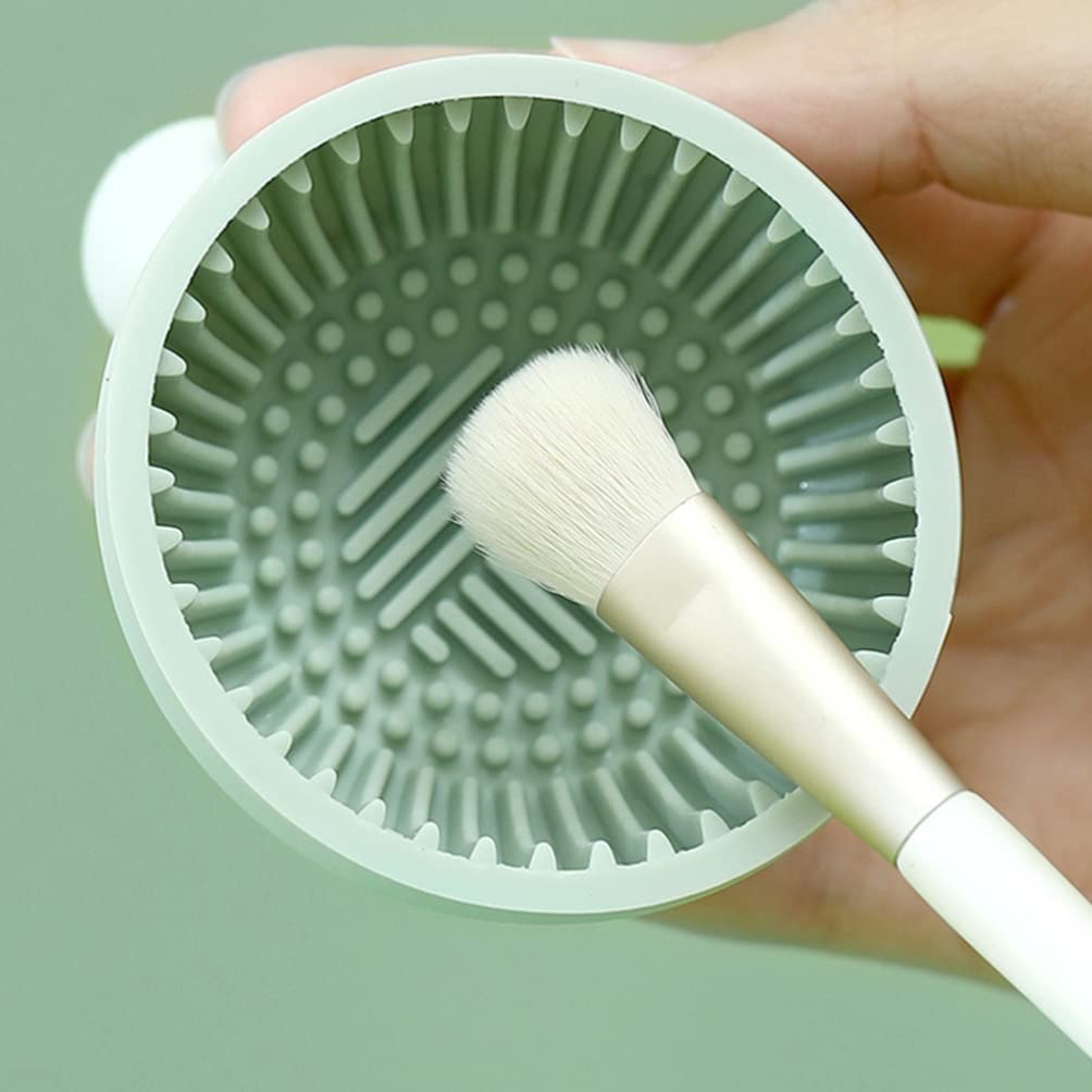 Professional Silicone Makeup Brush Cleaning Mat - Cosmetic Brush Cleaner Pad with Scrubber for Makeup Brushes, Sponges & Powder Puffs | Light Green Makeup Brush Cleaning Bowl for Easy Face & Beauty Tool Cleaning | Perfect for Home & Salon Use