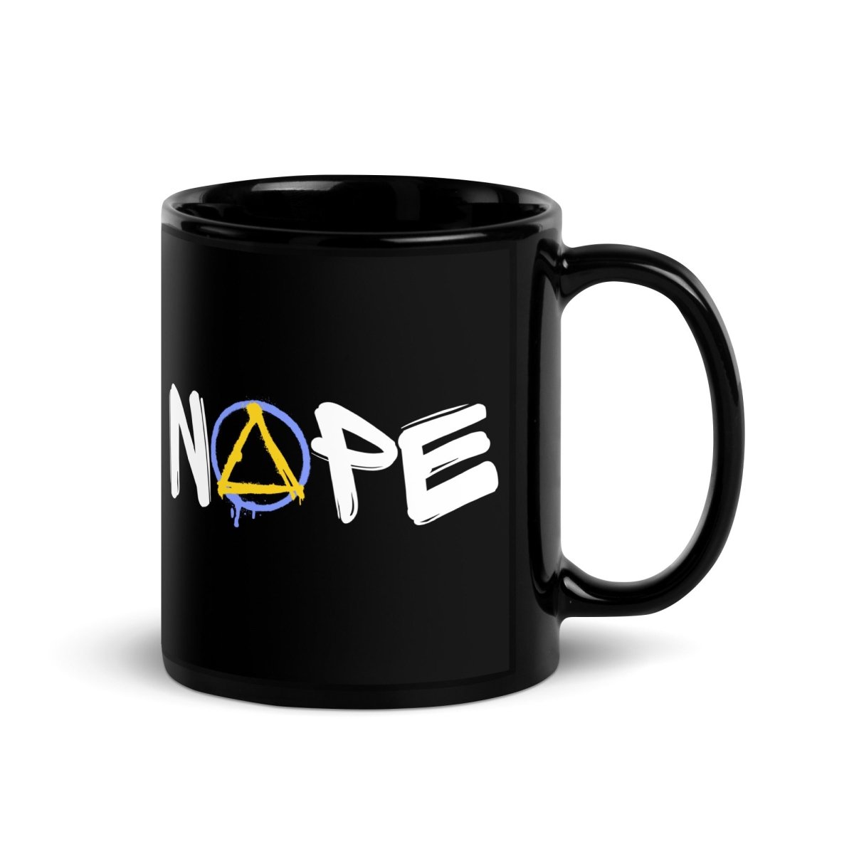 Nope Graffiti Black Glossy Coffee Mug - 15oz Ceramic Cup for Hot & Cold Drinks - Perfect for Home, Office or Gift Giving