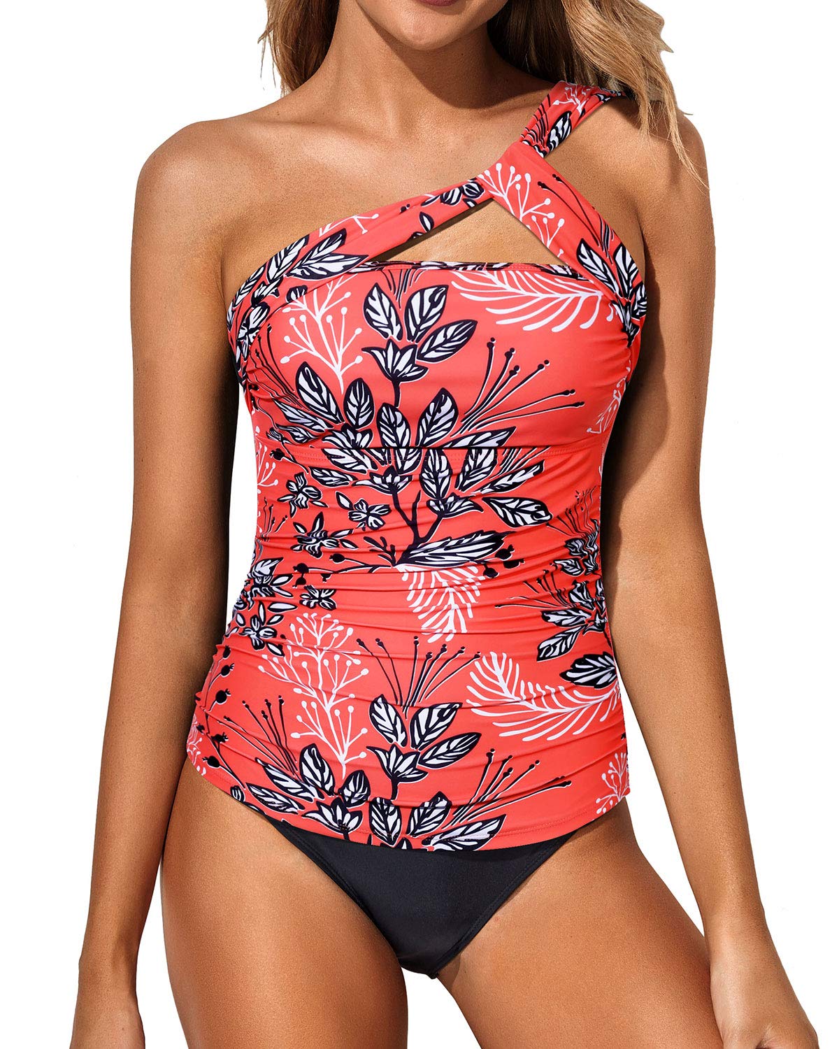 Women's One Shoulder Tankini Swimsuits - Two Piece Bathing Suit with Shorts | Beach Vacation, Pool Party & Summer Swimwear