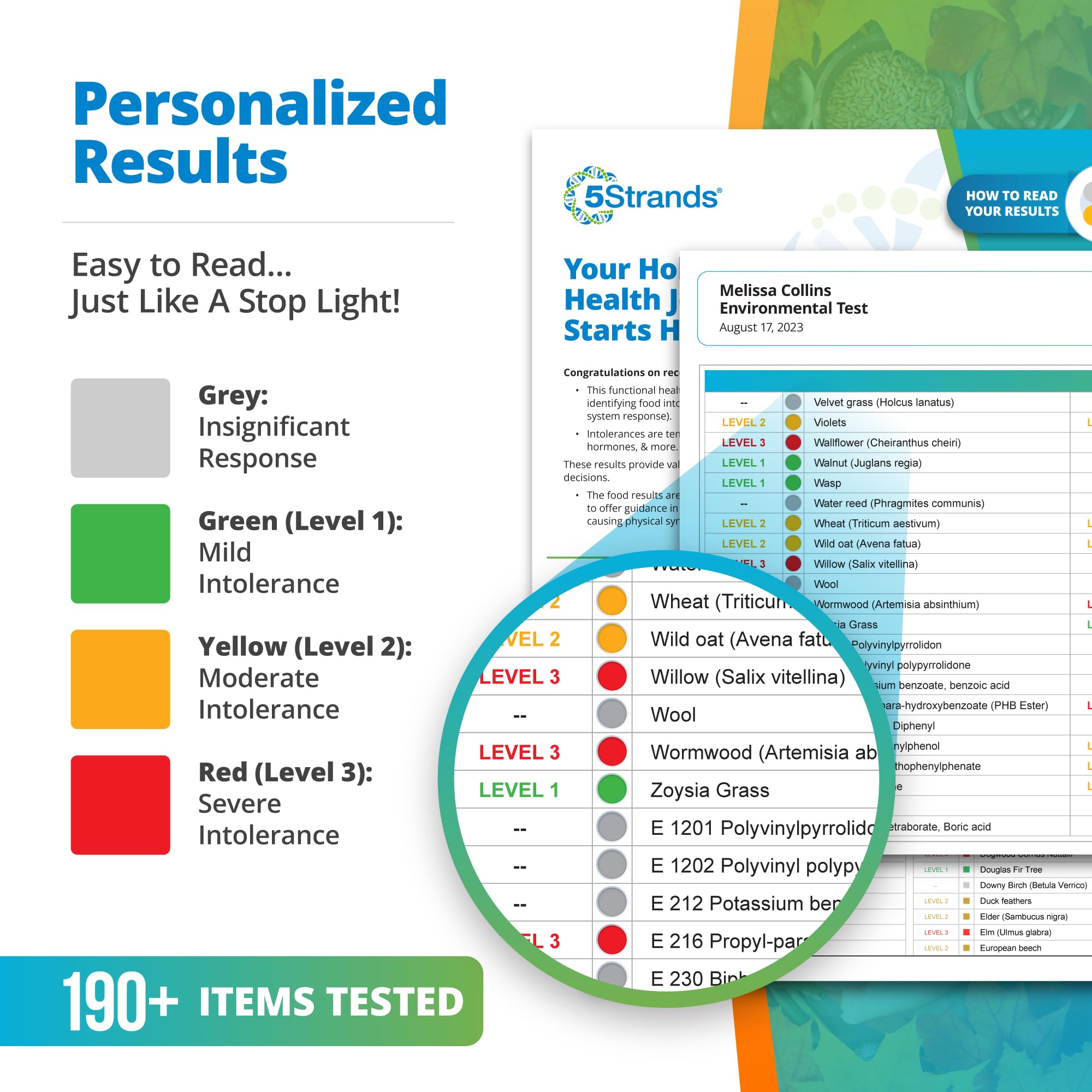 5Strands Environmental Intolerance Test Kit - 205 Indoor & Outdoor Allergens Tested | At-Home Sensitivity Test for Adults & Kids | Fast & Accurate Hair Analysis with 5-Day Results | Ideal for Allergy Sufferers & Health-Conscious Families