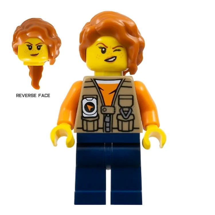 LEGO Minifigure Female Jungle Photographer with Dark Orange Hair - Collectible Toy for LEGO City Sets & Jungle Adventure Scenes