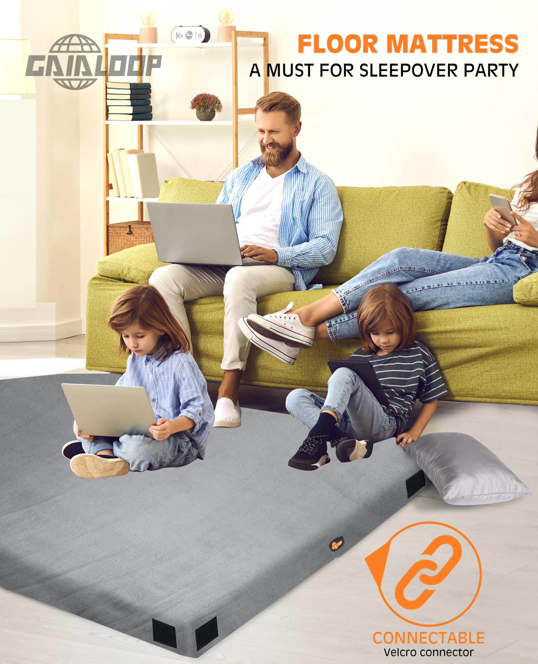 3 Inch Thick Memory Foam Camping Mattress - Portable Sleeping Pad for Camping, Travel & Home Use - Foldable Floor Mat for Tent, Car, Cot & Guest Sleepover - Ideal for Outdoor Adventures, Road Trips & Spare Bedding