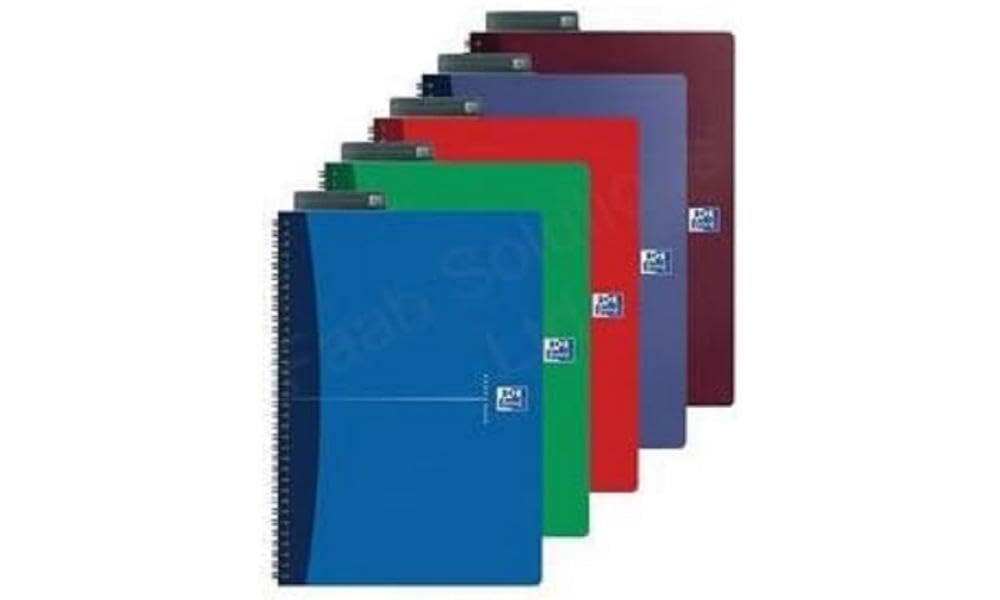 Oxford Office Essentials A5 Wirebound Notebook - Narrow Ruled with Margin, 180 Pages, Repositionable Divider & Ruler, 5-Pack Assorted Colors - Perfect for School, Office & Journaling