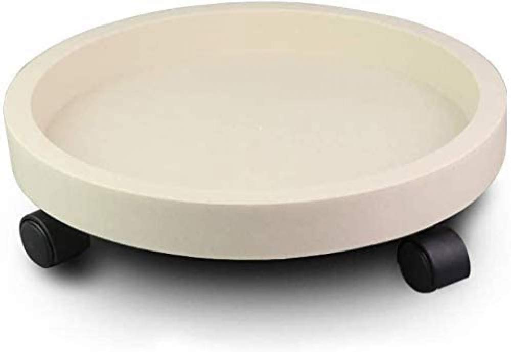 Heavy Duty Round Plant Caddy with Wheels - Universal Plastic Flower Pot Tray Stand for Home & Garden, Removable Beige Base for Potted Plants (Large Size) - Perfect for Indoor Decor, Outdoor Gardening, and Easy Plant Movement