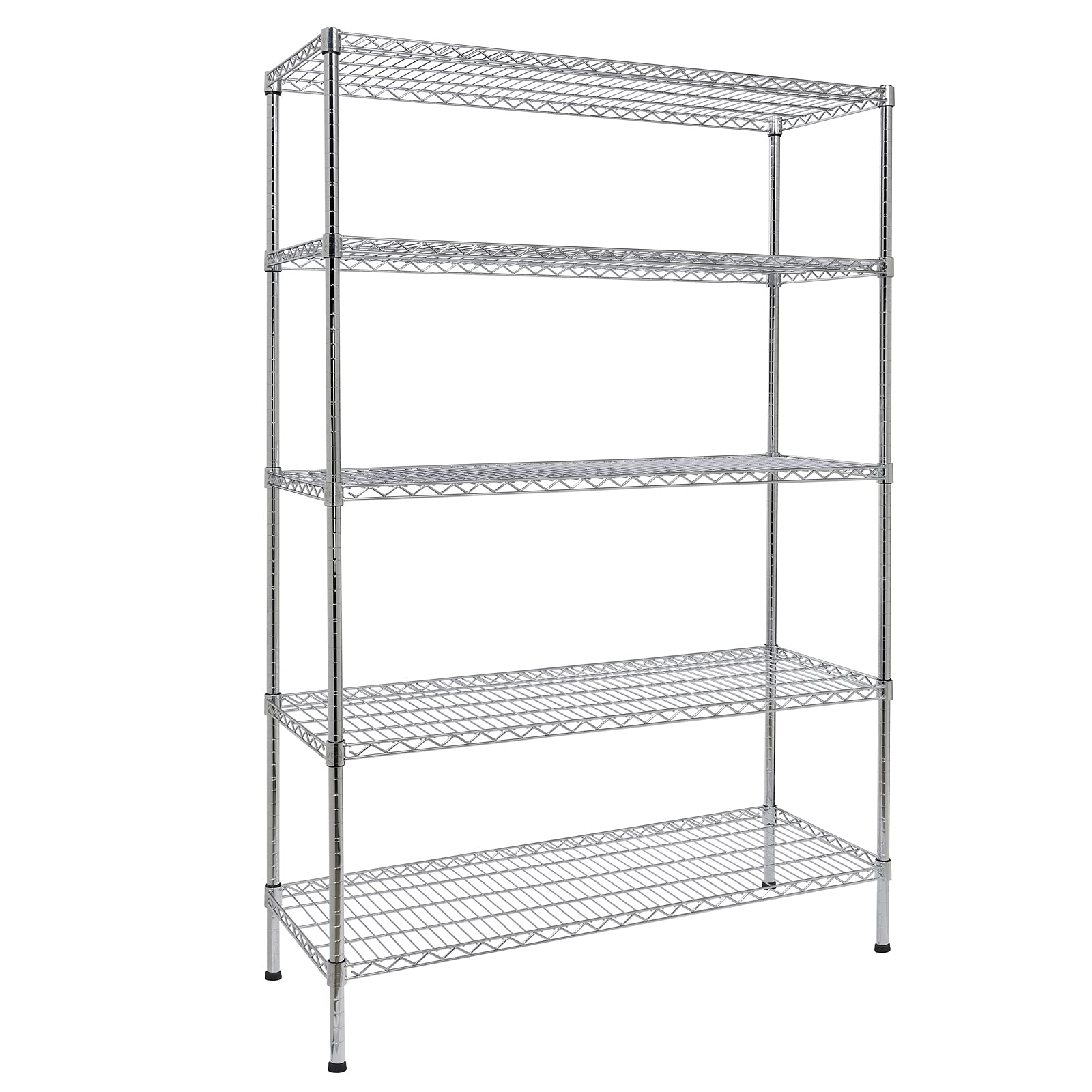 5-Tier Adjustable Metal Storage Shelf - Heavy Duty Wire Shelving Unit for Pantry, Closet, Kitchen, Laundry & Bathroom Organization (Silver) - Perfect for Home, Office & Garage Storage Solutions