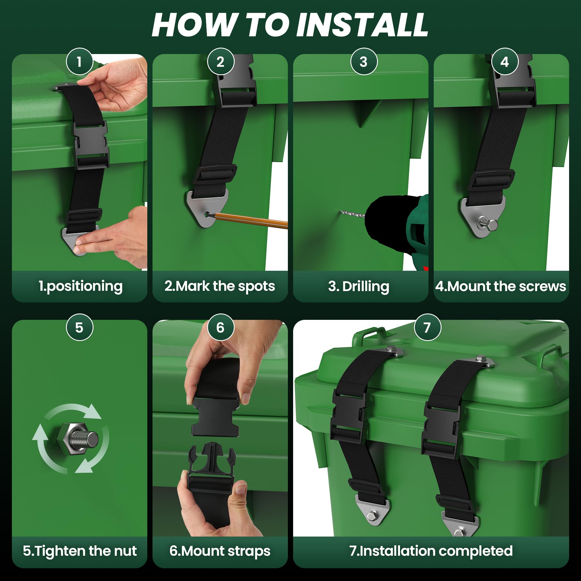2PCS Adjustable Bear Proof Trash Can Locks - Heavy Duty Outdoor Garbage Bin Straps to Keep Out Raccoons & Animals, Universal Fit for Multiple Can Sizes, Odor Control Solution - Perfect for Camping, Backyard & Wildlife Areas