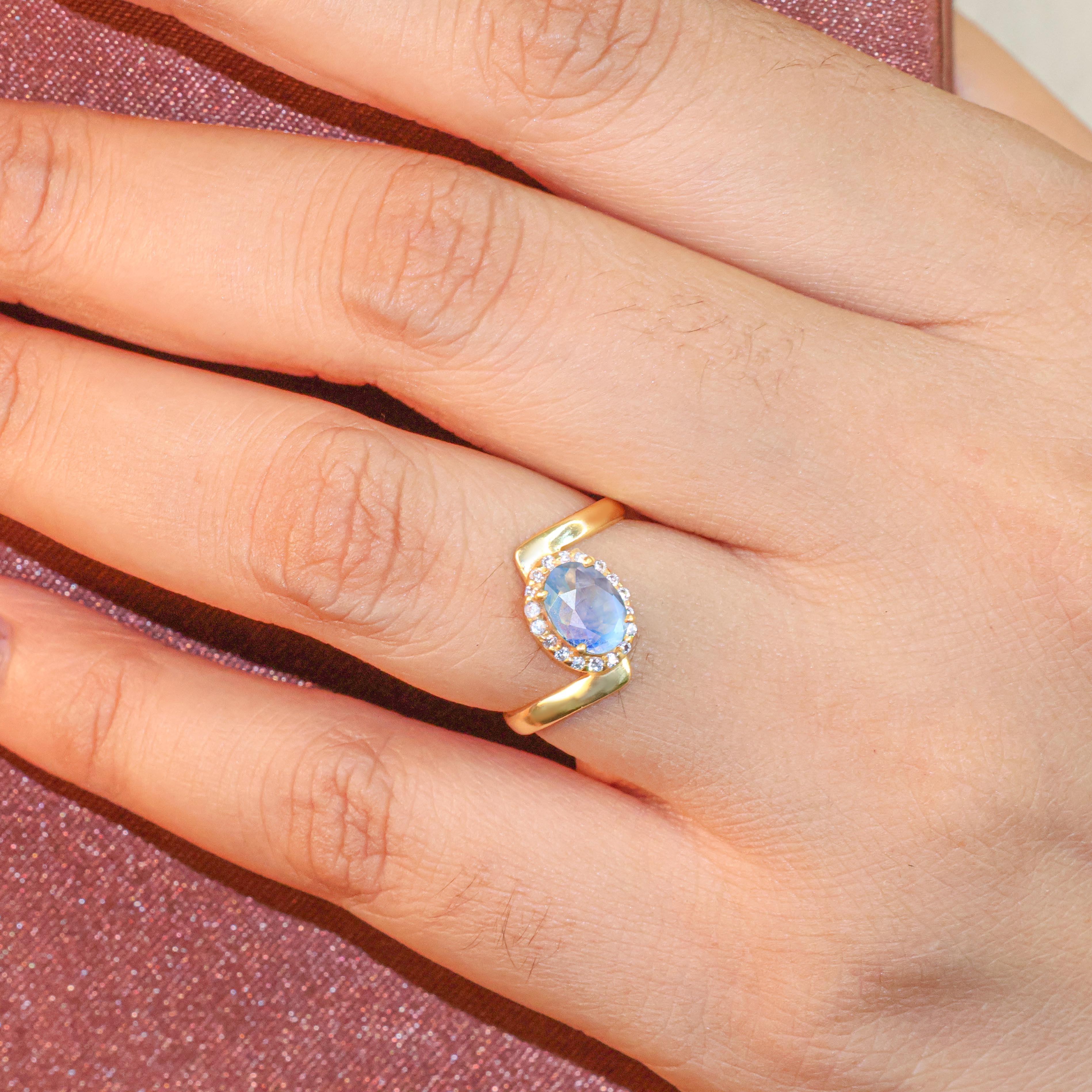 Stunning White Rainbow Moonstone Ring in Gold Vermeil or Sterling Silver - Perfect for Bridal, Engagement & Everyday Jewelry