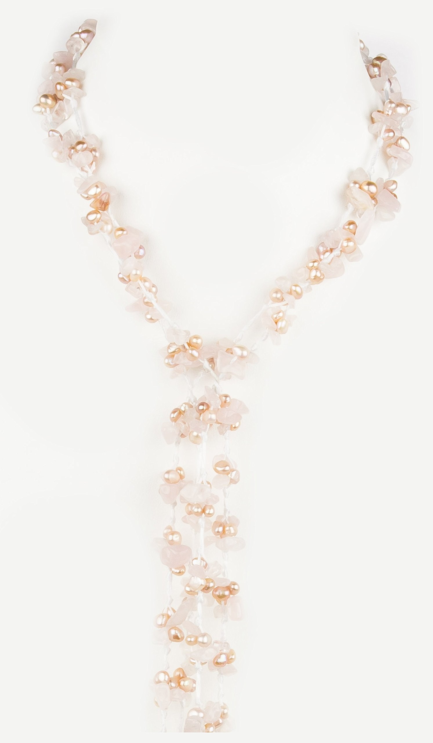 HinsonGayle 2-Strand Gemstone & Genuine Freshwater Pearl Lariat Necklace - 8 Color Options for Women, Elegant Layered Jewelry Gift for Birthday, Anniversary & Special Occasions