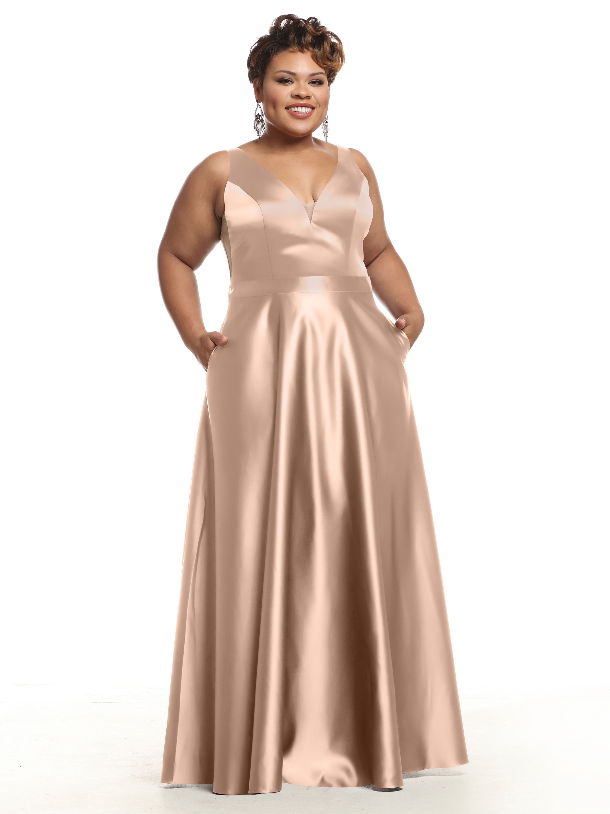 Elegant 80118 Satin A-Line Bridesmaid Dress with V-Neck & Waist Sash - Perfect for Weddings, Formal Events & Special Occasions