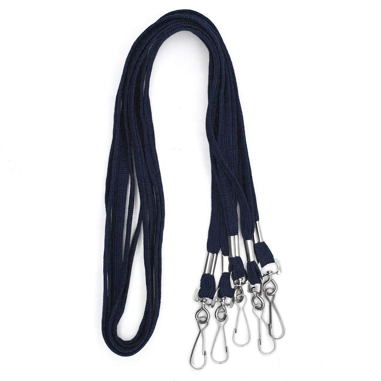 Navy Blue Lanyards 100 Pack with Swivel Hooks for ID Badges - Office & Events
