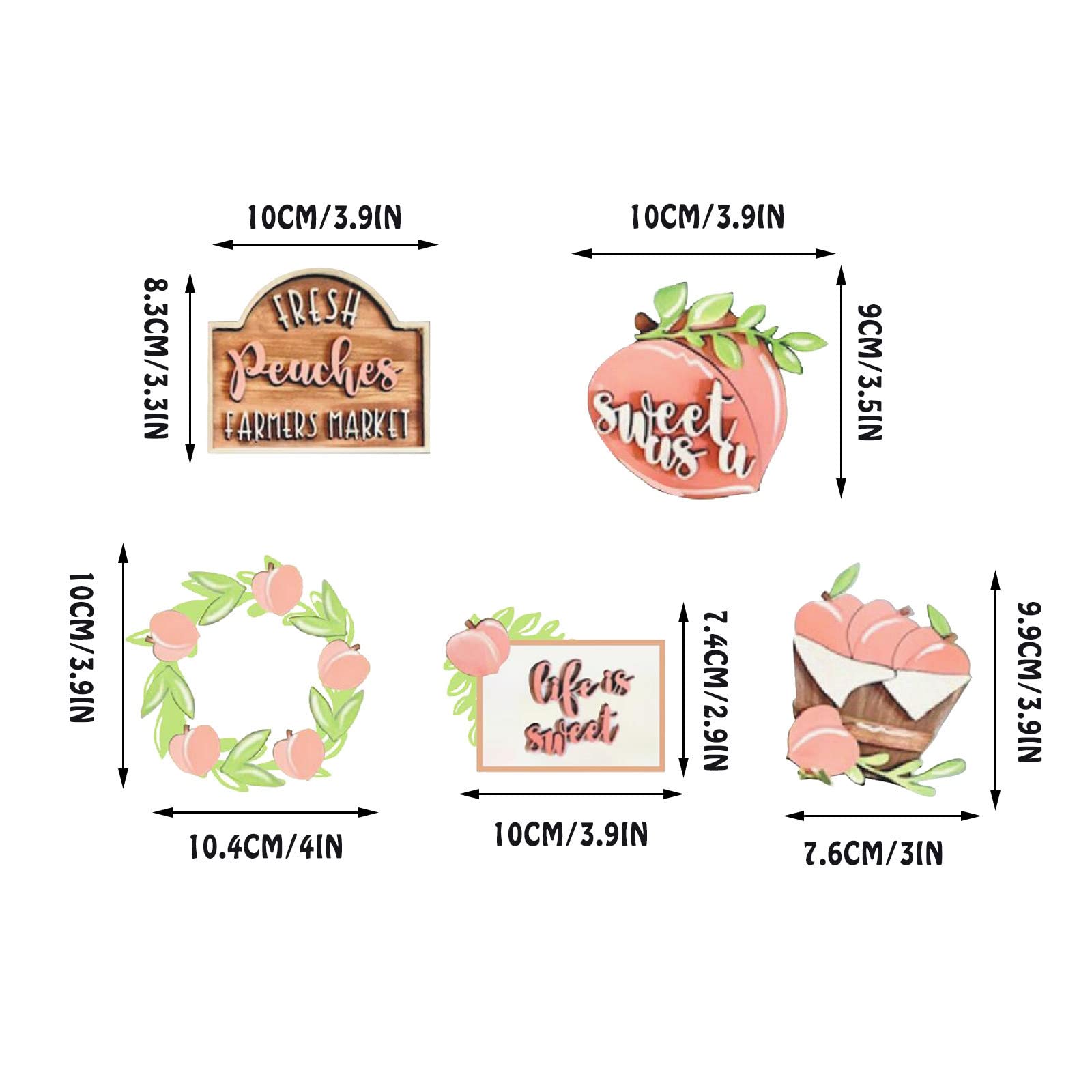 Summer Tiered Tray Decor Set - Beach Party & Farmhouse Wooden Sign Decorations (Peach) | Perfect for Coastal Themed Parties, Kitchen Countertop Display & Home Décor