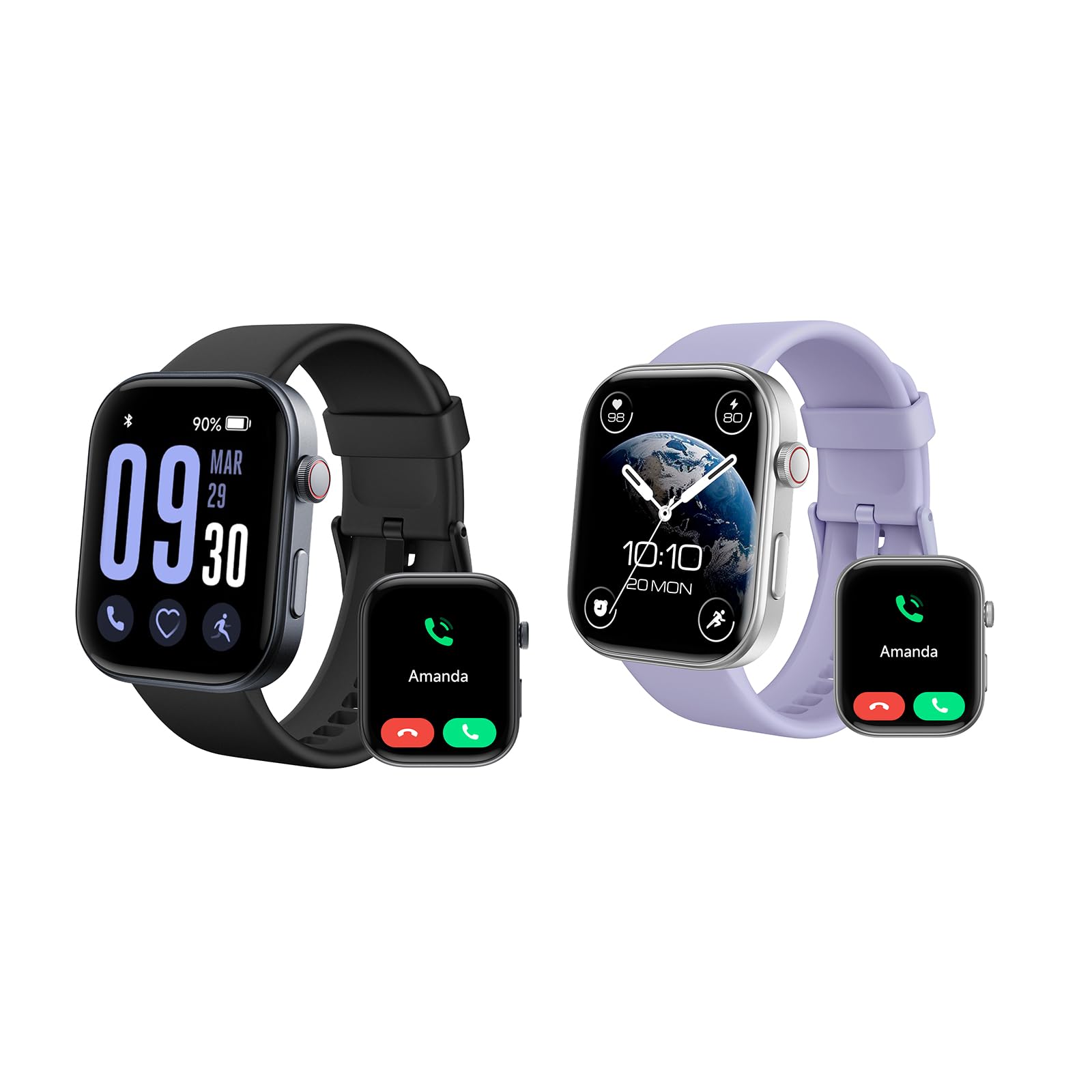 Fitpolo GTX12 Smart Watch for Women - Compatible with Android & iPhone, Fitness Tracker, Heart Rate Monitor, Sleep Tracking (Black/Deep Purple) - Perfect for Workouts, Running & Daily Activity Tracking