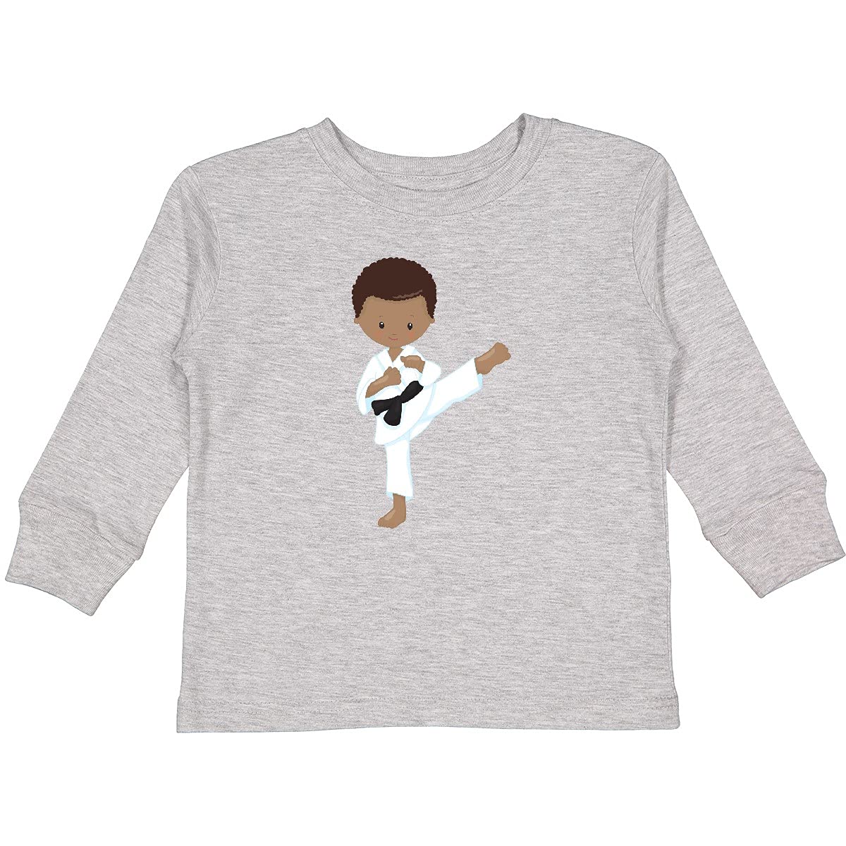 Inktastic African American Boy Karate Boy Black Toddler Long Sleeve T-Shirt - Perfect for Martial Arts Training, Playdates & Everyday Wear