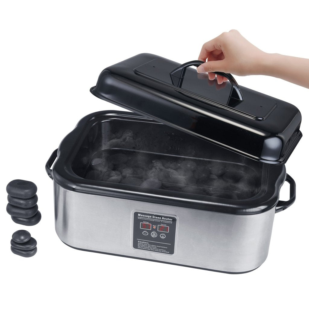 18 Quart LED Digital Hot Stone Warmer - Stainless Steel Portable Massage Heater for Spa & Therapy | Professional Massage Stone Heating Device | Perfect for Massage Therapists, Home Spa & Relaxation