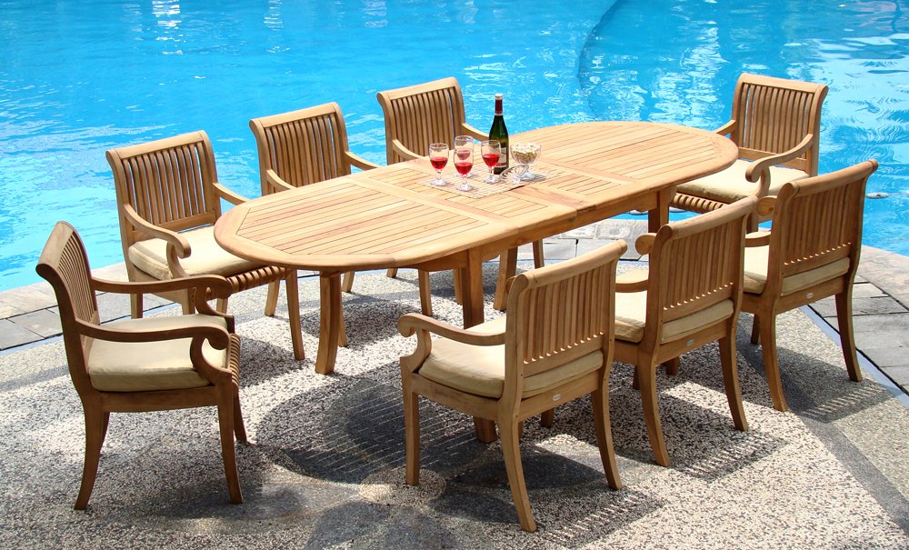Premium 9-Piece Teak Wood Dining Set with 117