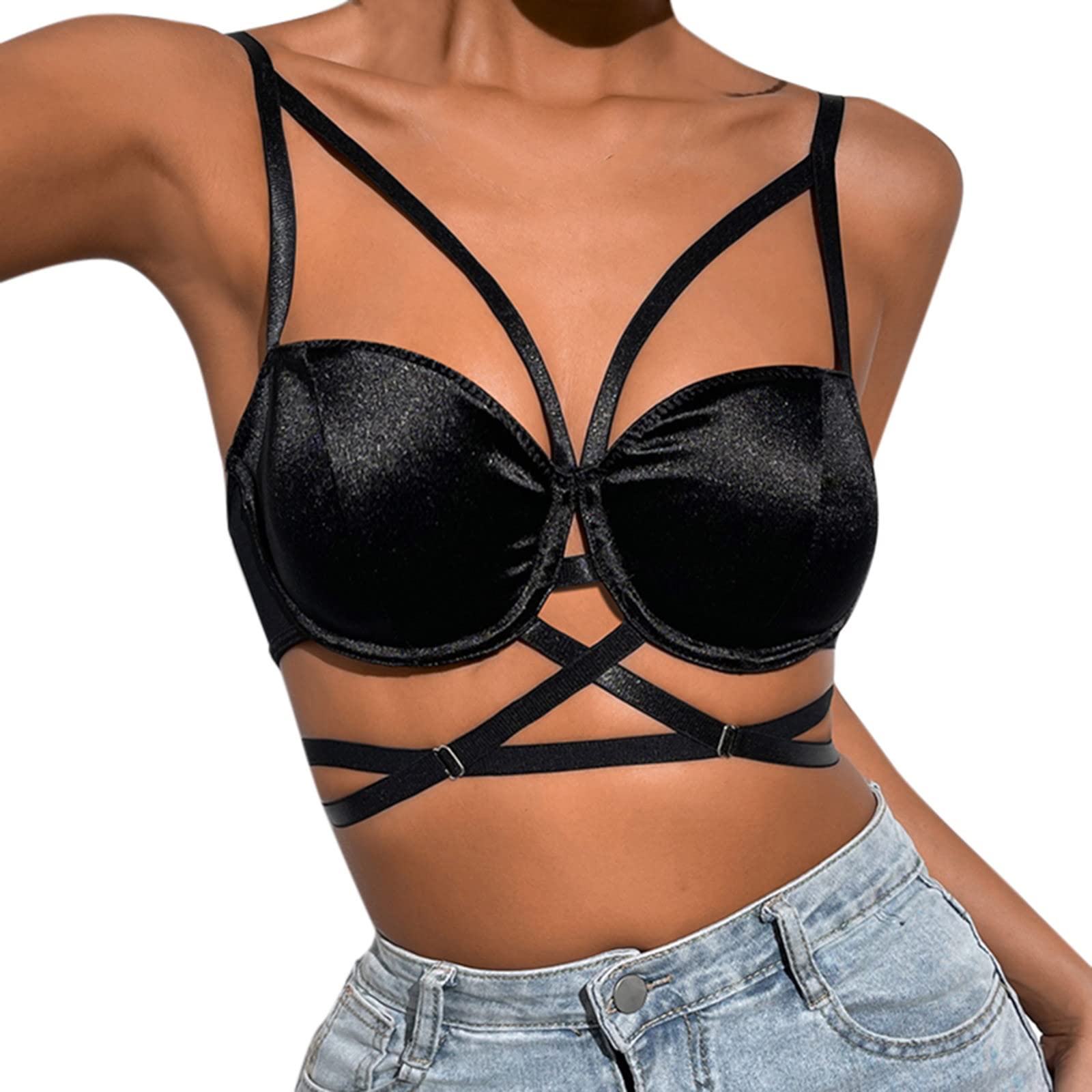 Sexy Lace Hollow Out Suspender Bustier Vest for Women - Open Back Design with Solid Color Stitching | Perfect for Valentine's Day, Boudoir Photography & Intimate Moments
