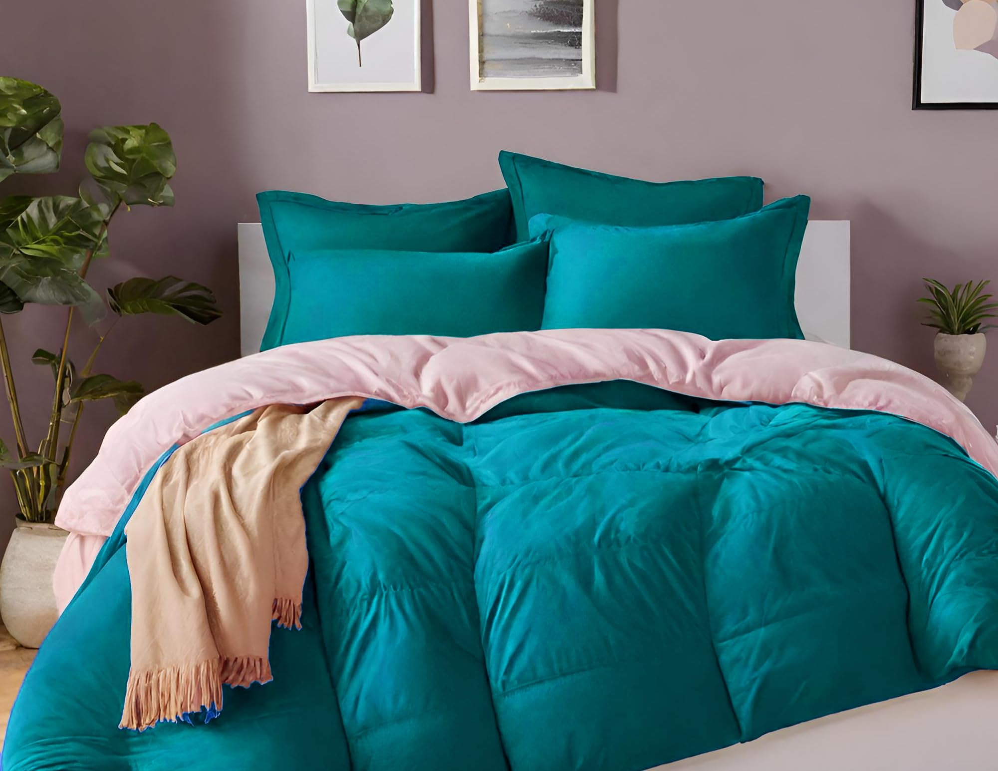 Premium Embossed Lightweight Comforter Set - 3Pcs All Season Reversible Down Alternative Bedding with Pillowcases | Soft Breathable Bed Comforter in Aqua Blue | Perfect for Master Bedroom, Guest Room & Dorm Decor