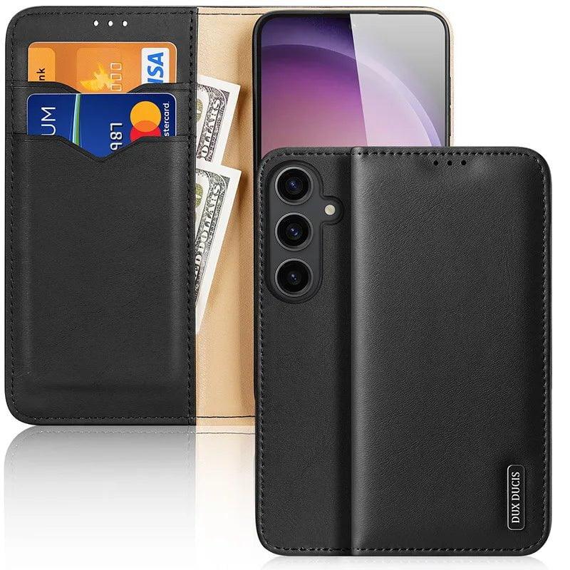 DuxDucis Galaxy S24 Genuine Leather Wallet Case - Premium Protective Cover with Card Slots for Samsung Galaxy S24 - Perfect for Business, Travel & Everyday Use