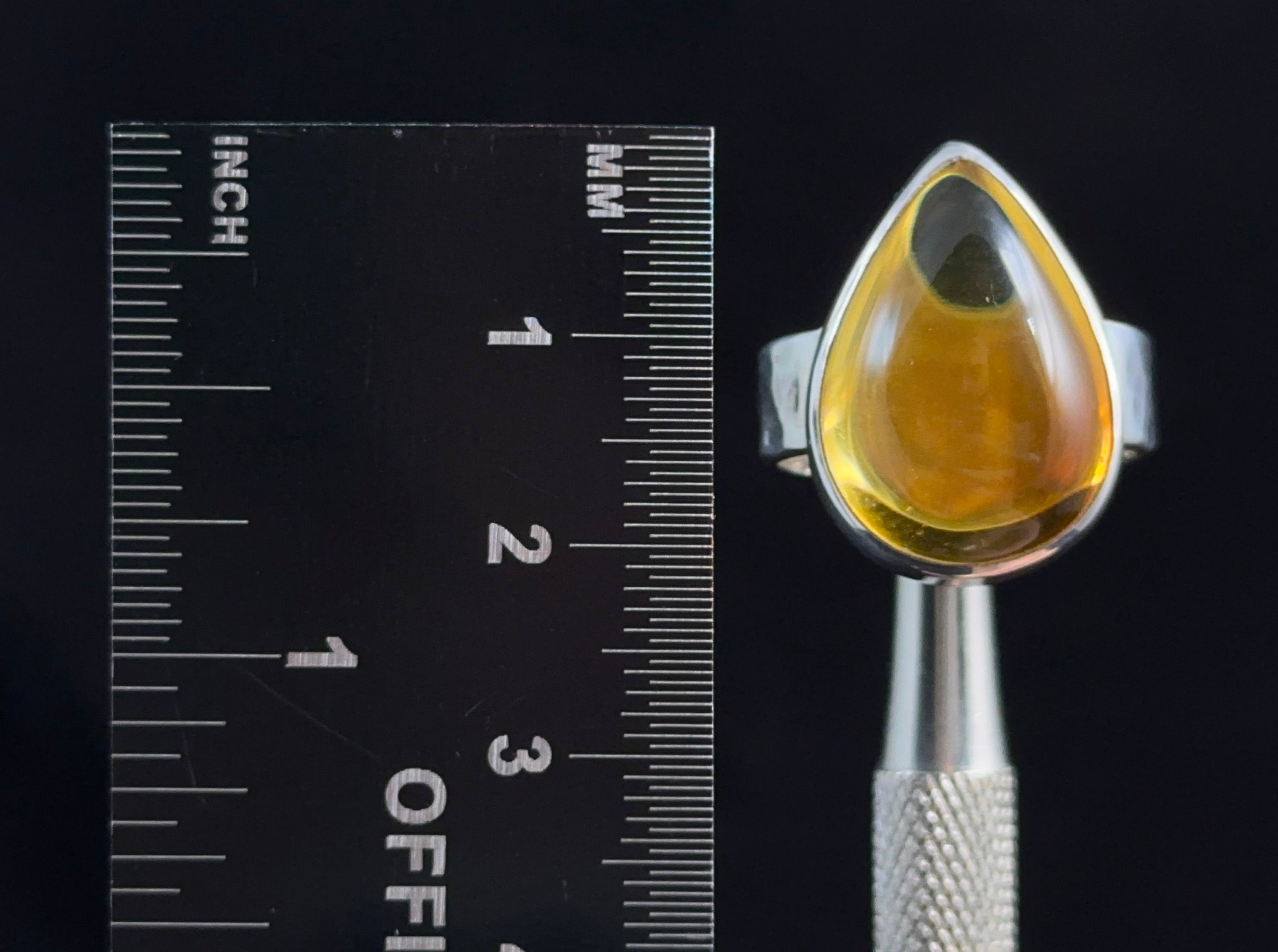Natural Amber Ring Size 6 - Genuine Sterling Silver Jewelry with Polished Amber Gemstone Center | 53771 | Perfect for Weddings, Gifts & Boho Fashion