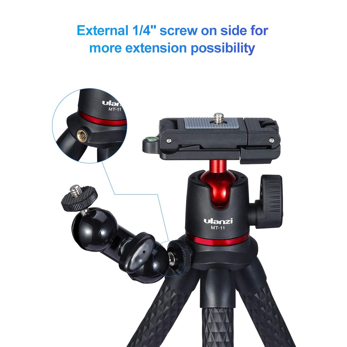 ULANZI Flexible Camera Tripod Stand with Hidden Phone Holder & Cold Shoe Mount - Universal 1/4'' Screw Compatible with iPhone 16/15/14 Pro Max, Samsung, Canon, Nikon, Sony Cameras - Perfect for Vlogging, Travel Photography & Live Streaming