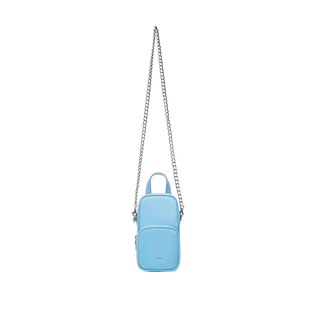 Cassandra Vegan Leather Crossbody Phone Case - Light Blue Nylon for iPhone & Android | Stylish Hands-Free Carrying Solution for Travel, Shopping & Daily Use