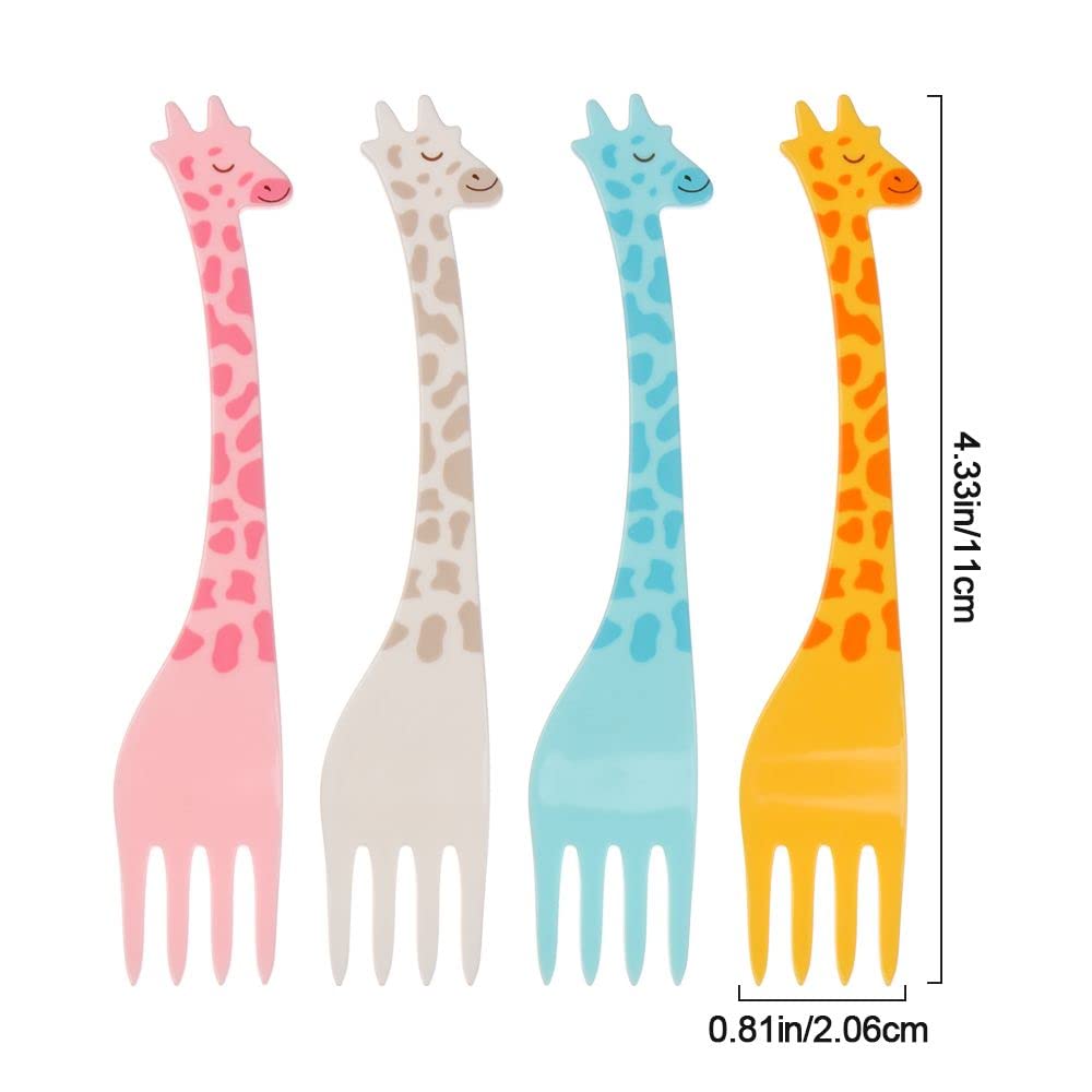 HomeSoGood 12Pcs Giraffe Fruit Forks - Mini Cartoon Snack & Dessert Picks for Cakes, Fruits, Salads, Cocktails | Perfect for Parties, Picnics, Kids Snacks & Home Entertaining