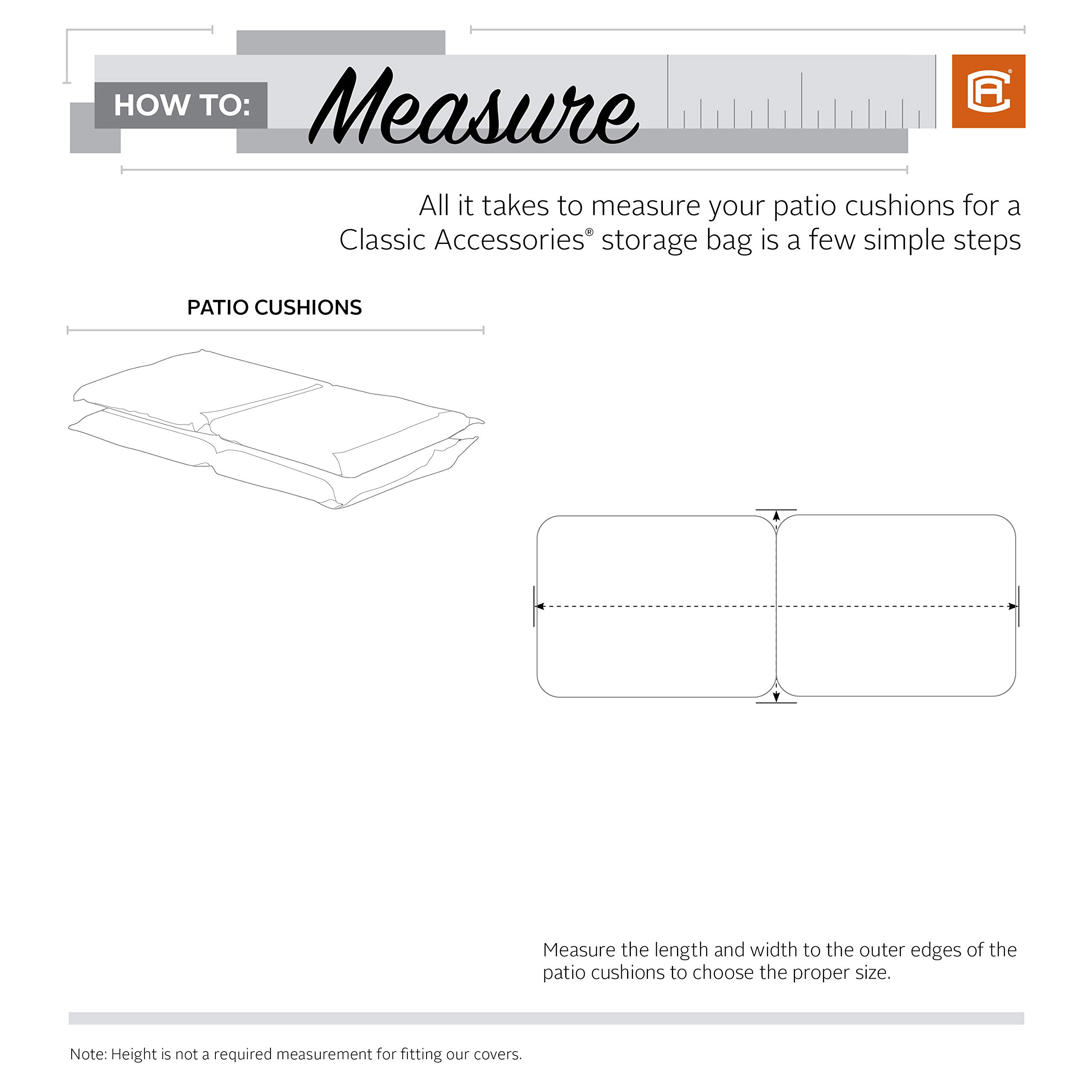 Classic Accessories Ravenna 60 Inch Water-Resistant Patio Cushion & Cover Storage Bag - Durable Outdoor Furniture Protection for All Seasons