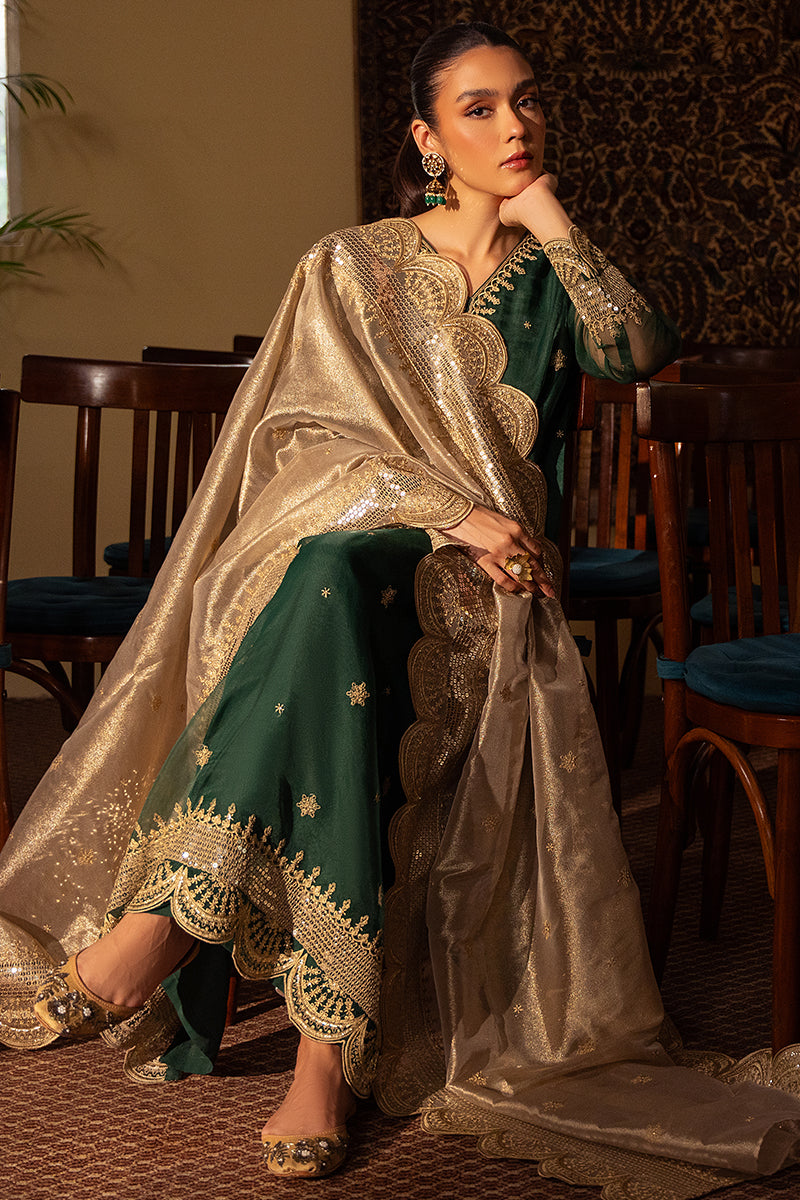 JADE RADIANCE 2-Piece Set (Embroidered Cotton Shirt & Dupatta Scarf) - Elegant Indian Ethnic Wear for Women, Perfect for Weddings, Festivals & Special Occasions
