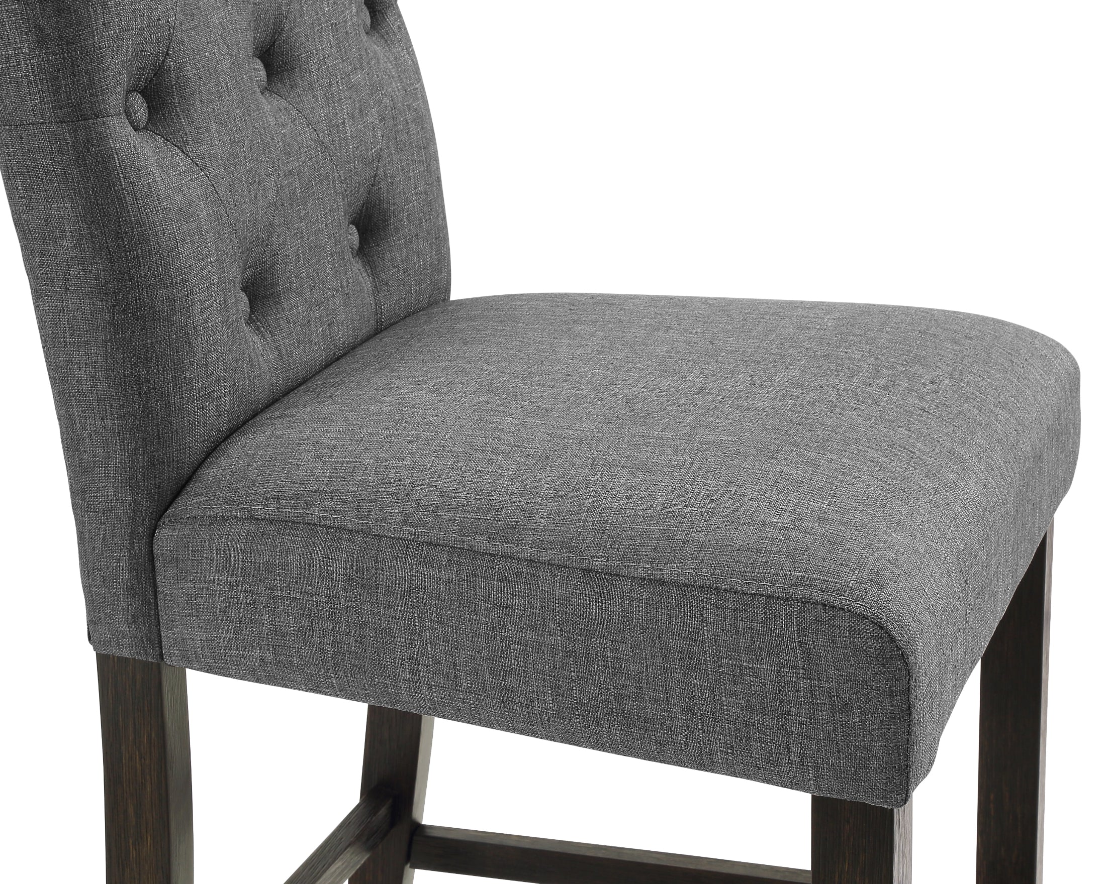 Roundhill Furniture Leviton Solid Wood Tufted Counter Height Bar Stools, Set of 2, Grey - Perfect for Kitchen Islands, Breakfast Bars & Home Decor