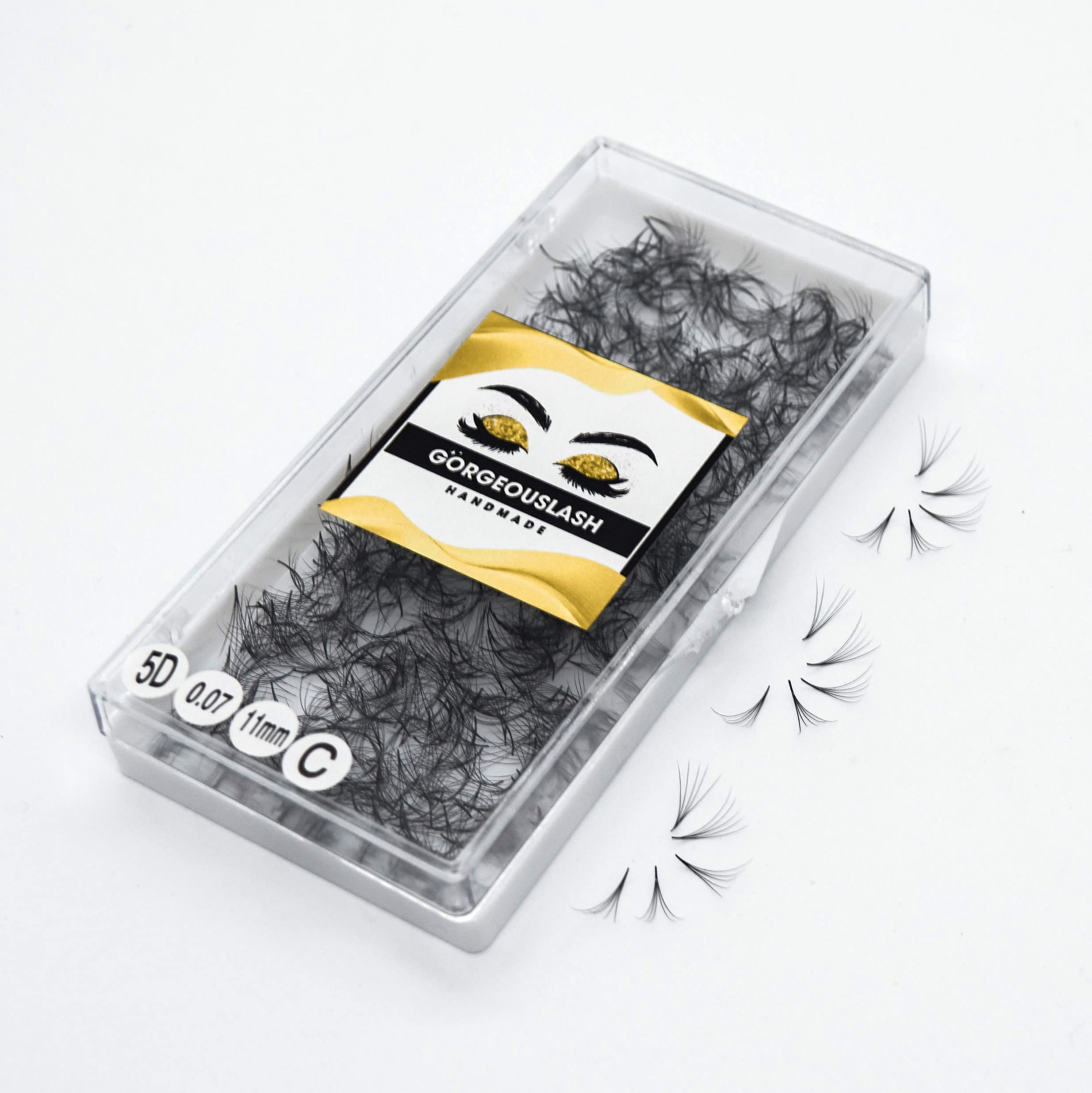 Premium 1000 Handmade Eyelash Extension Fans - 3D to 10D Volume Lashes (5D Curl C, 10mm) for Professional Salon & Home Use
