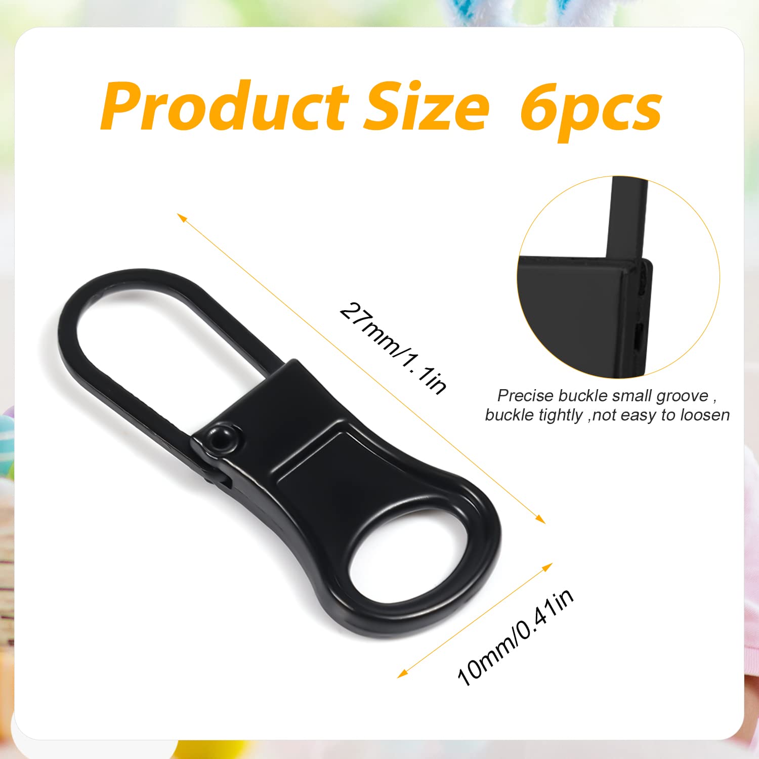 6-Piece Zipper Pull Replacement Kit - Detachable Zipper Sliders for Jackets, Pants, Coats, Shoes, Suitcases & Backpacks - Durable Zipper Repair Accessories (Black) - Perfect for Outdoor Gear, Travel Luggage & Clothing Repairs