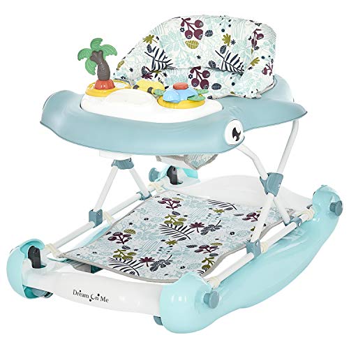 Dream On Me 2-in-1 Aloha Fun Activity Baby Walker and Rocker - Blue | Convertible Infant Walker & Rocking Chair | Perfect for Playtime, Learning to Walk & Nursery Decor