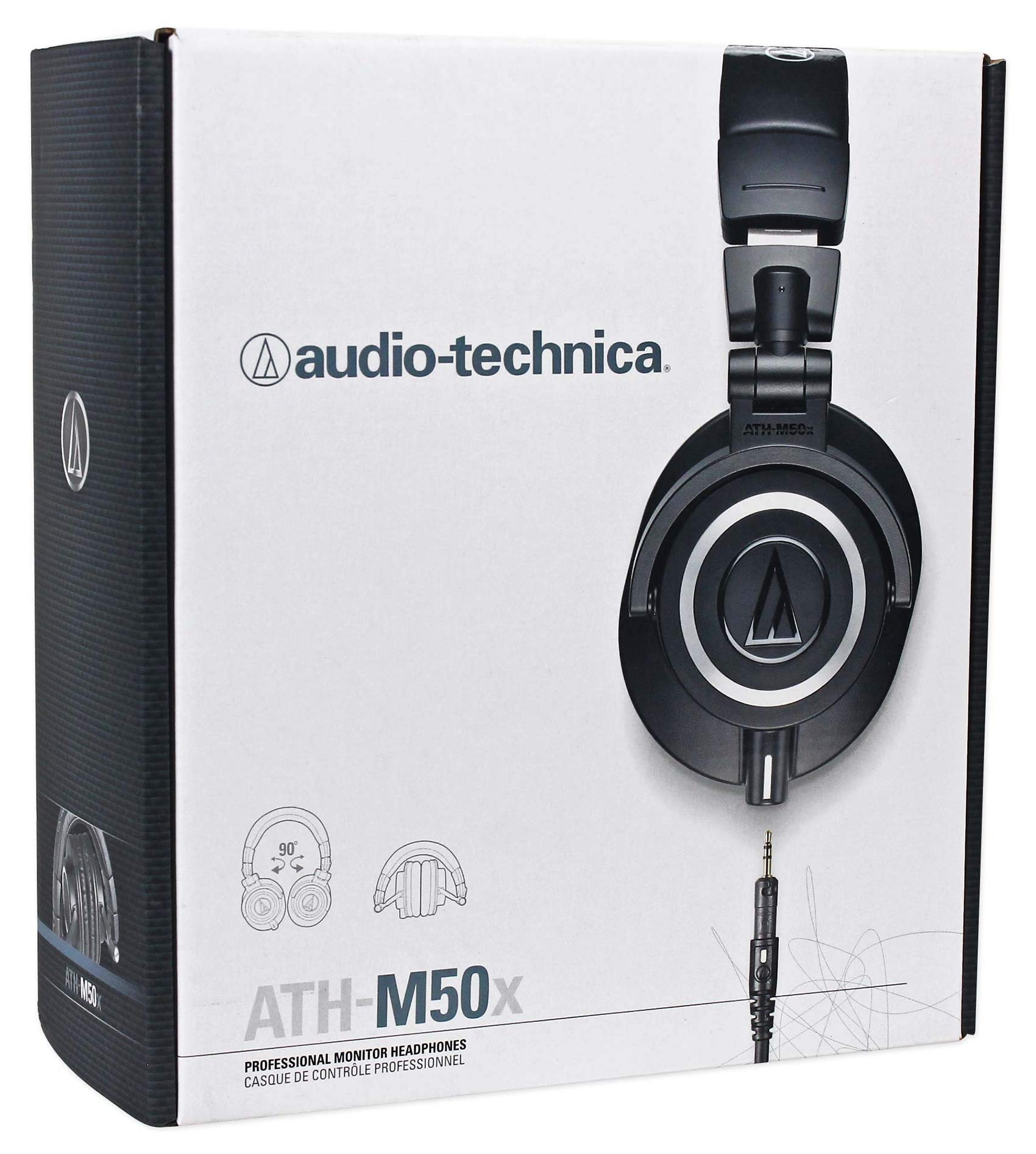 Audio Technica ATH-M50X Professional Studio Monitor Headphones with Carrying Case & Portable Headphone Amplifier - Perfect for Music Production, DJing, Gaming & Audio Enthusiasts