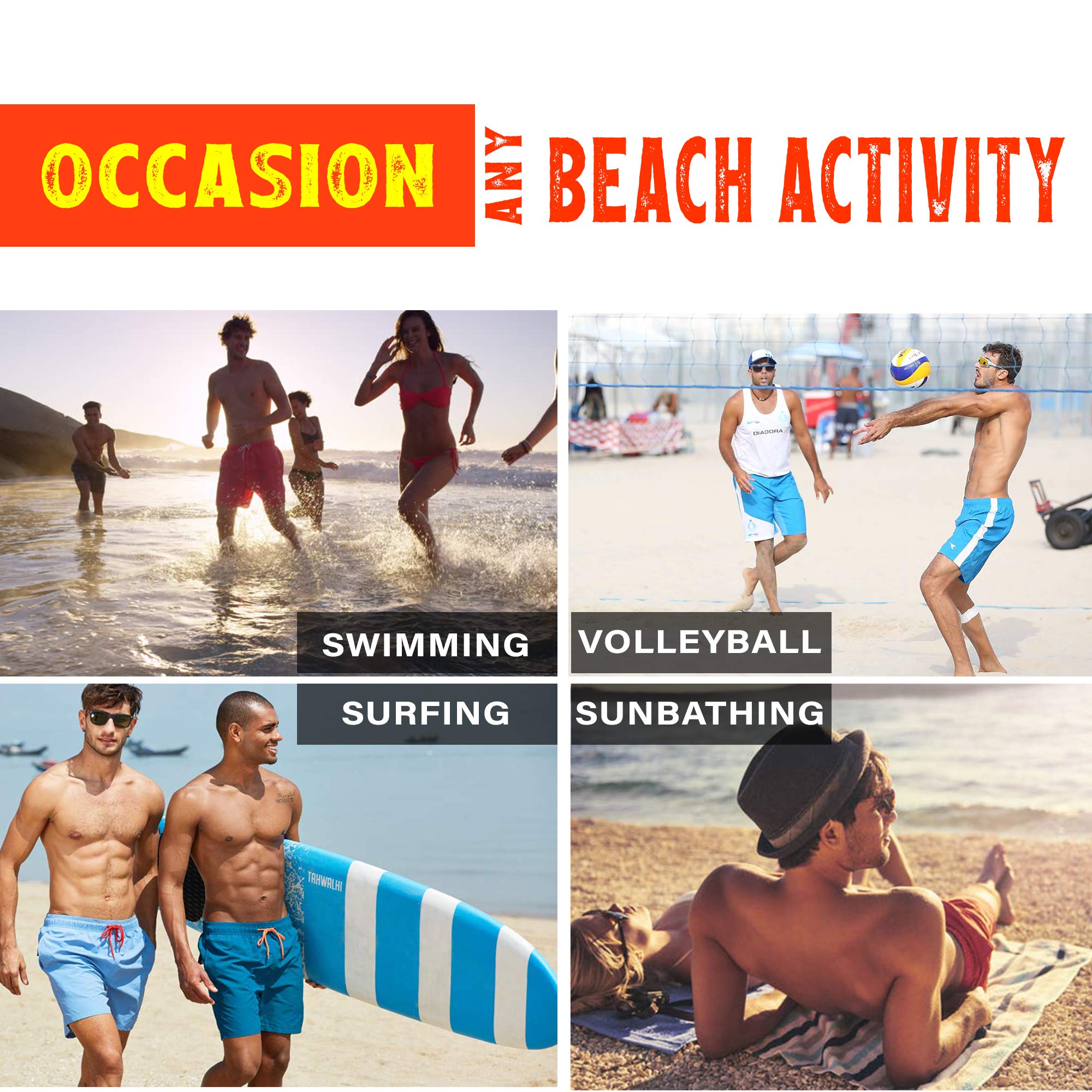 Men’s Quick Dry Swim Trunks with Mesh Lining & 3 Pockets - Perfect for Beach, Pool, and Water Sports