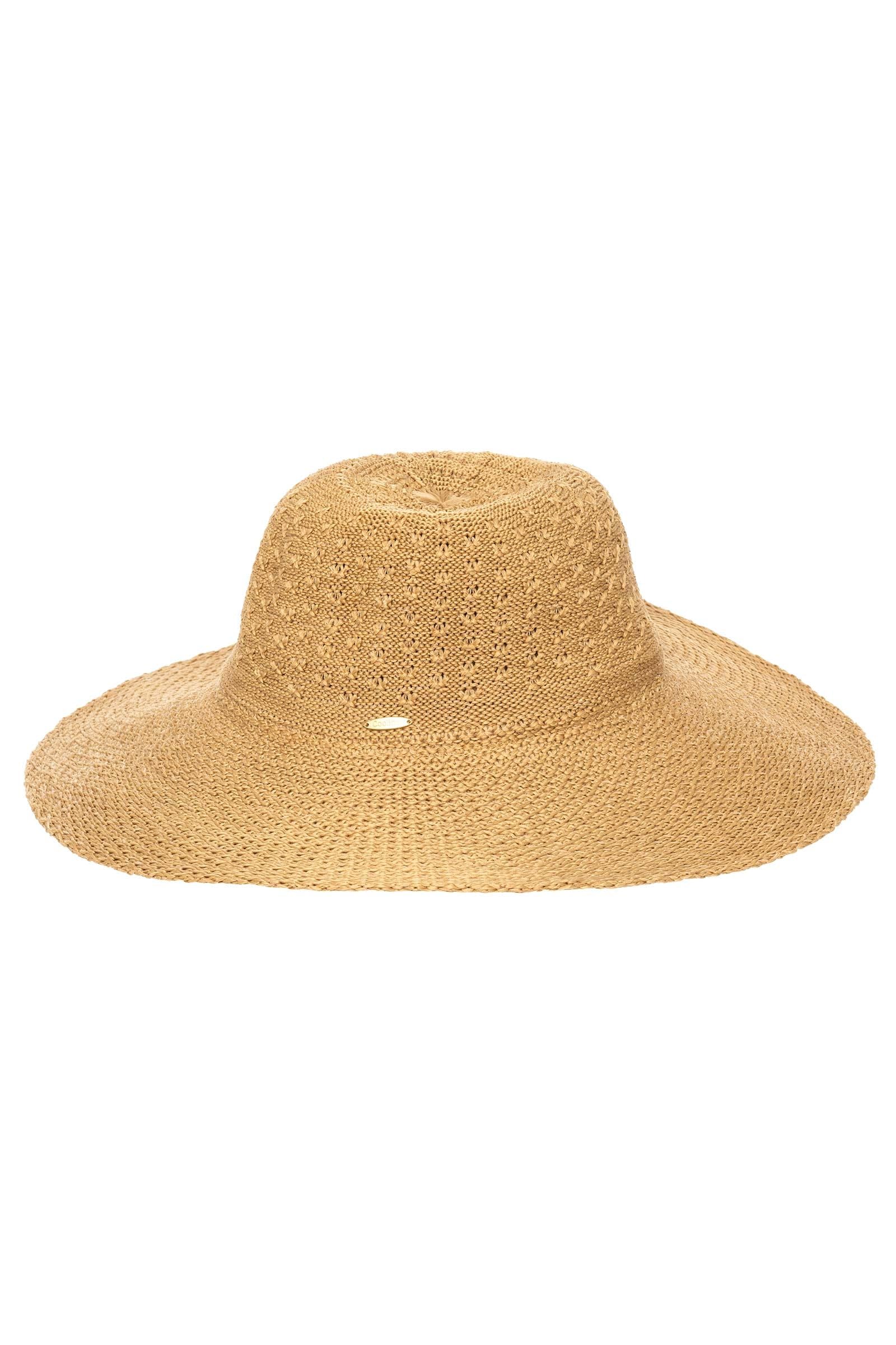 Women's Wide Brim Sun Hat UPF 50+ UV Protection - Foldable Travel Sun Hat for Women - Perla in Tan (One Size) - Perfect for Beach, Vacation, and Outdoor Activities
