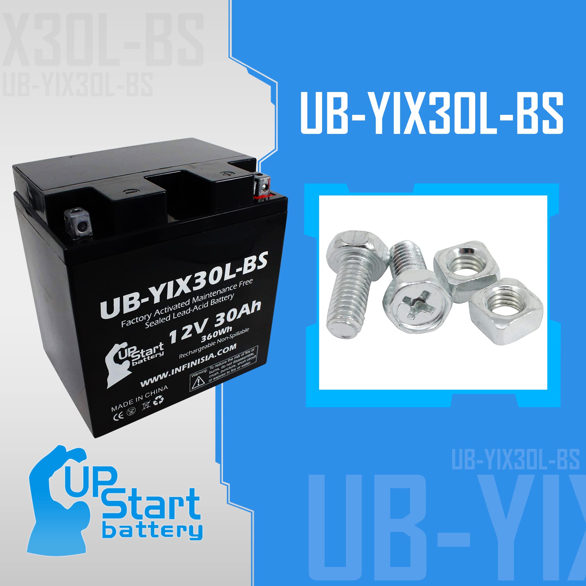 5-Pack UB-YIX30L-BS 12V 30AH Motorcycle Battery Replacement for 1998 Moto Guzzi Stone & EV 1100 CC - Factory Activated, Maintenance Free, UpStart Battery Brand - Perfect for Long Rides & Motorcycle Restoration Projects