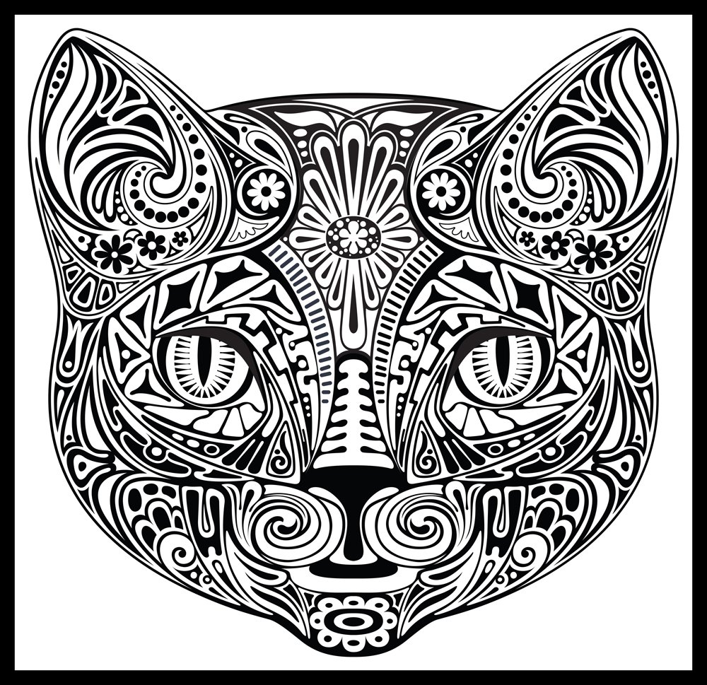 Magic Murals Cat Mandela ColorMe! Wall Mural - Large Adult Coloring Wallpaper for Stress Relief & Home Decor - Perfect for Living Rooms, Bedrooms & Creative Spaces