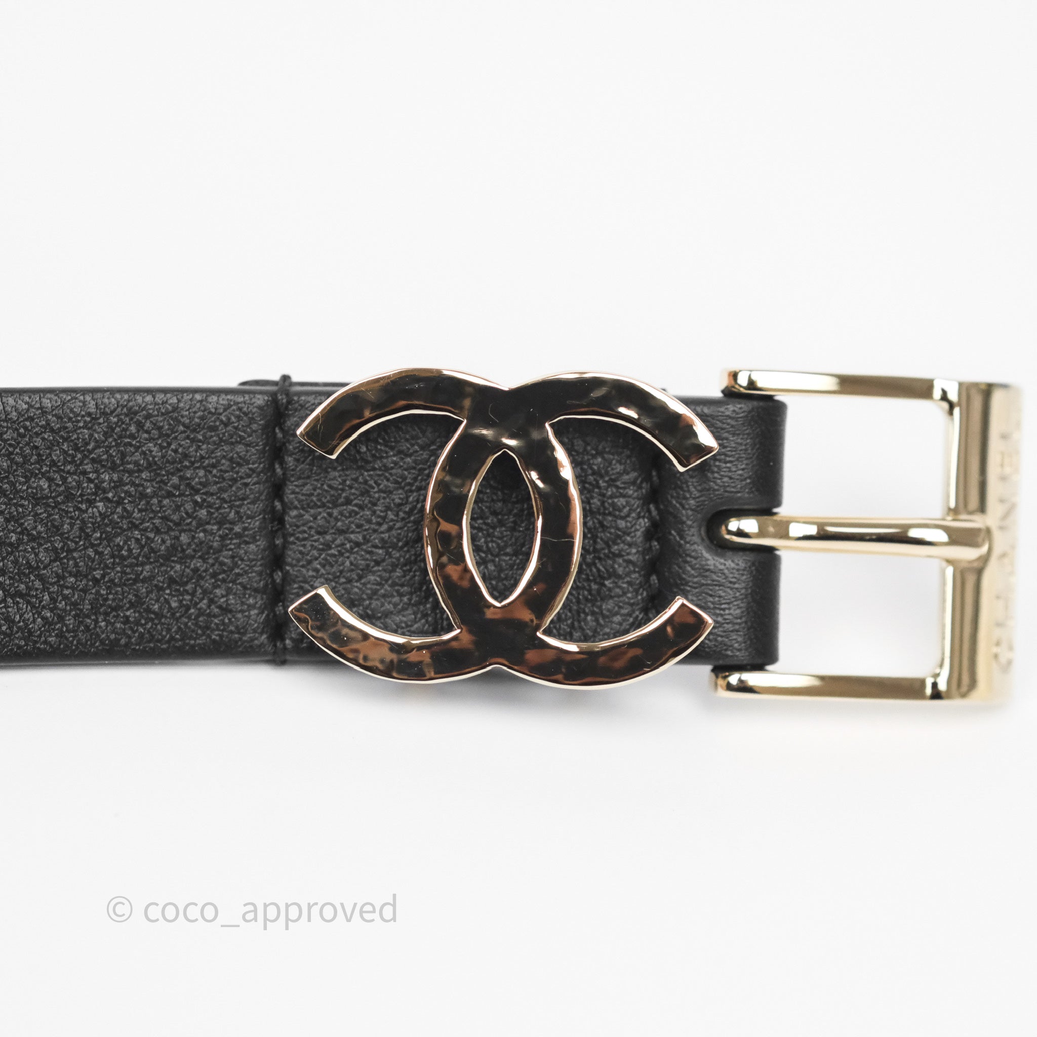 Chanel CC Woven Chain Black Leather Belt with Gold Hardware - Luxury Women's Fashion Accessory for Parties & Formal Events