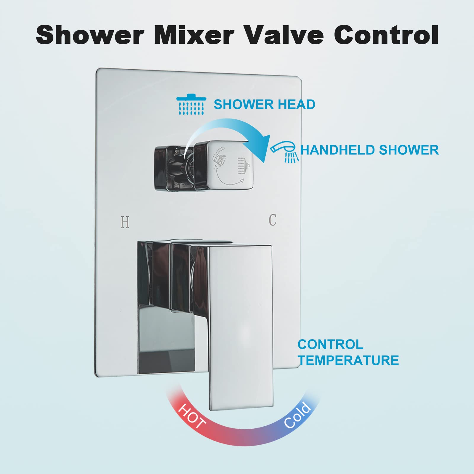 12 Inch LED Rainfall Shower Head System with Handheld Spray - Ceiling Mount Chrome Shower Faucet Set Including Rough-in Valve & Trim - Perfect for Modern Bathroom & Spa Experience