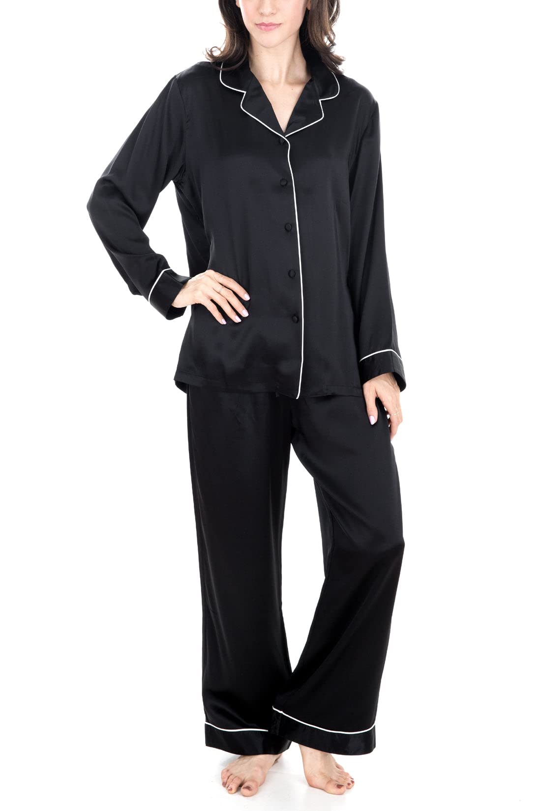 Luxury 100% Mulberry Silk Pajama Set for Women - Soft & Breathable Sleepwear - Perfect for Relaxing at Home, Spa Days & Romantic Getaways