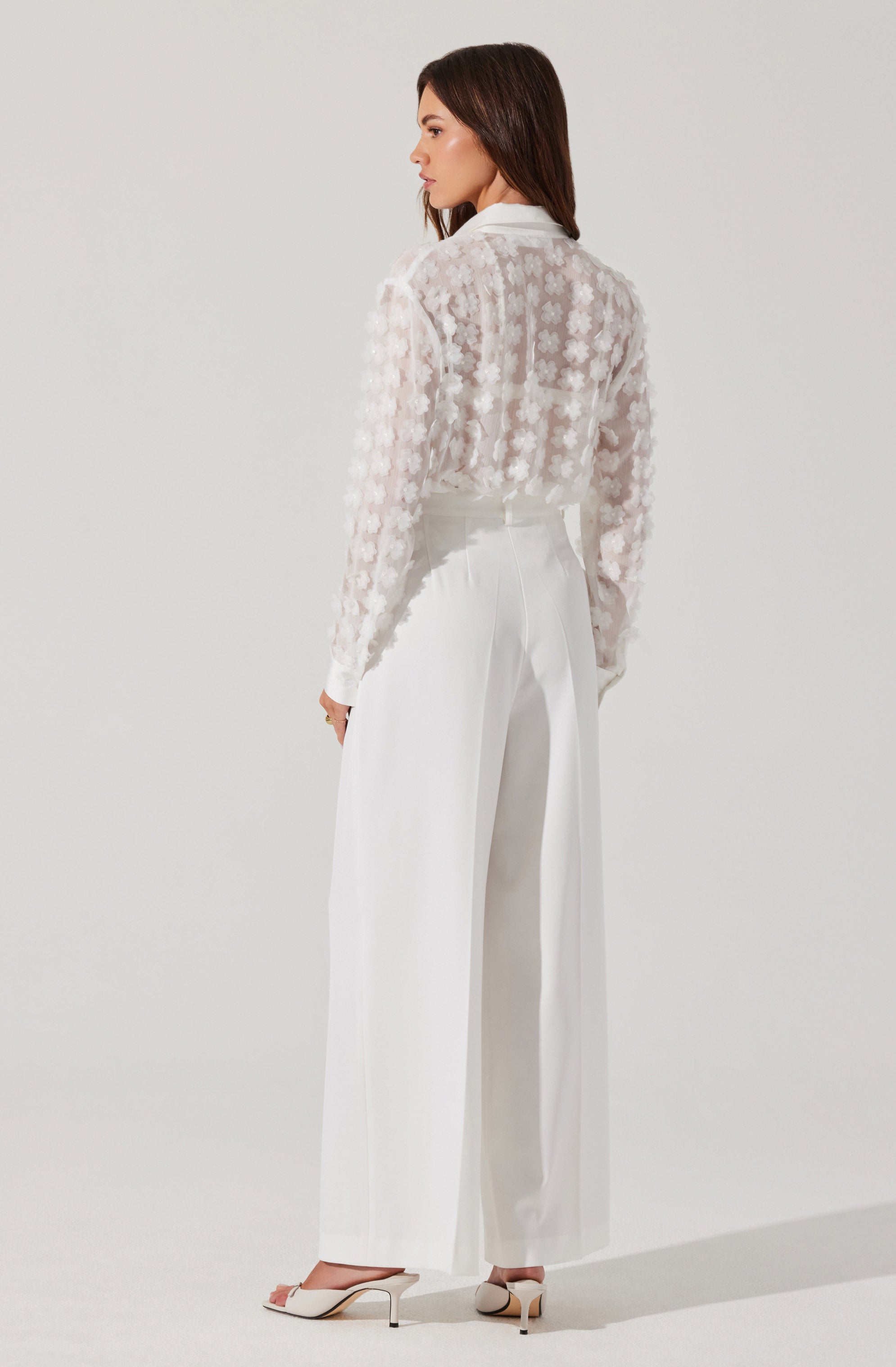 Ioannis 3D Floral Appliqué Blouse - Elegant Women's Fashion Top for Parties, Weddings & Special Occasions