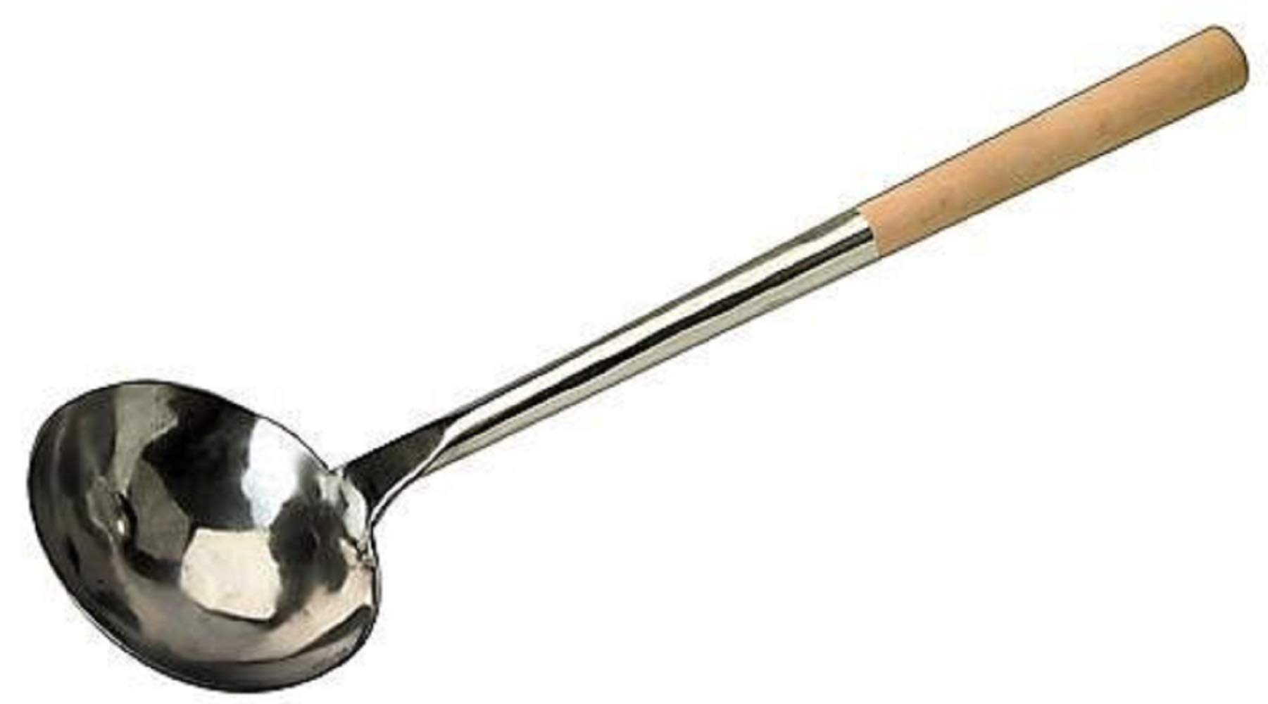 Stainless Steel Soup Ladle for Woks - 47cm Round Silver Kitchen Utensil for Cooking, Serving & Stirring Soups, Stews & Sauces