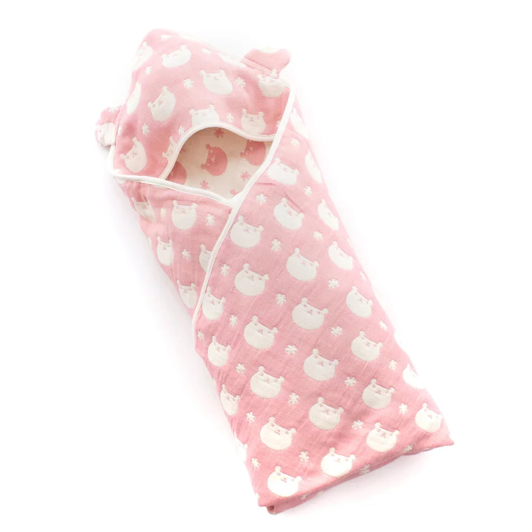Premium Hartwell Imabari 6-Layer Muslin Swaddle Blanket with Hood - 80cm Soft Baby Wrap for Newborns | Perfect for Swaddling, Nursing & Stroller Use