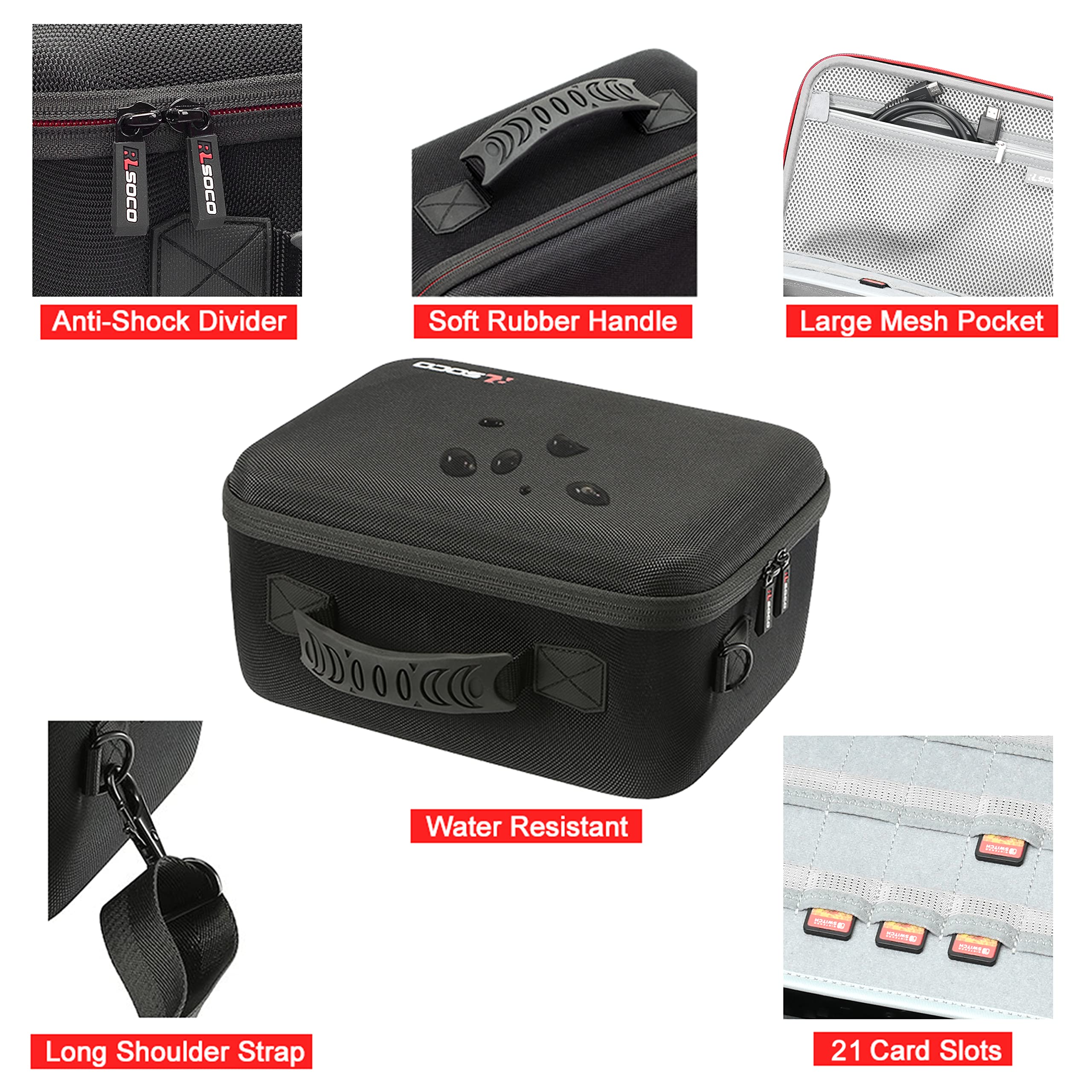 RLSOCO Protective Carrying Case for Nintendo Switch OLED & Nintendo Switch - Fits Console, Dock, AC Adapter, Joy-Con Grip (Case Only) - Perfect for Travel, Gaming Parties & On-the-Go Protection