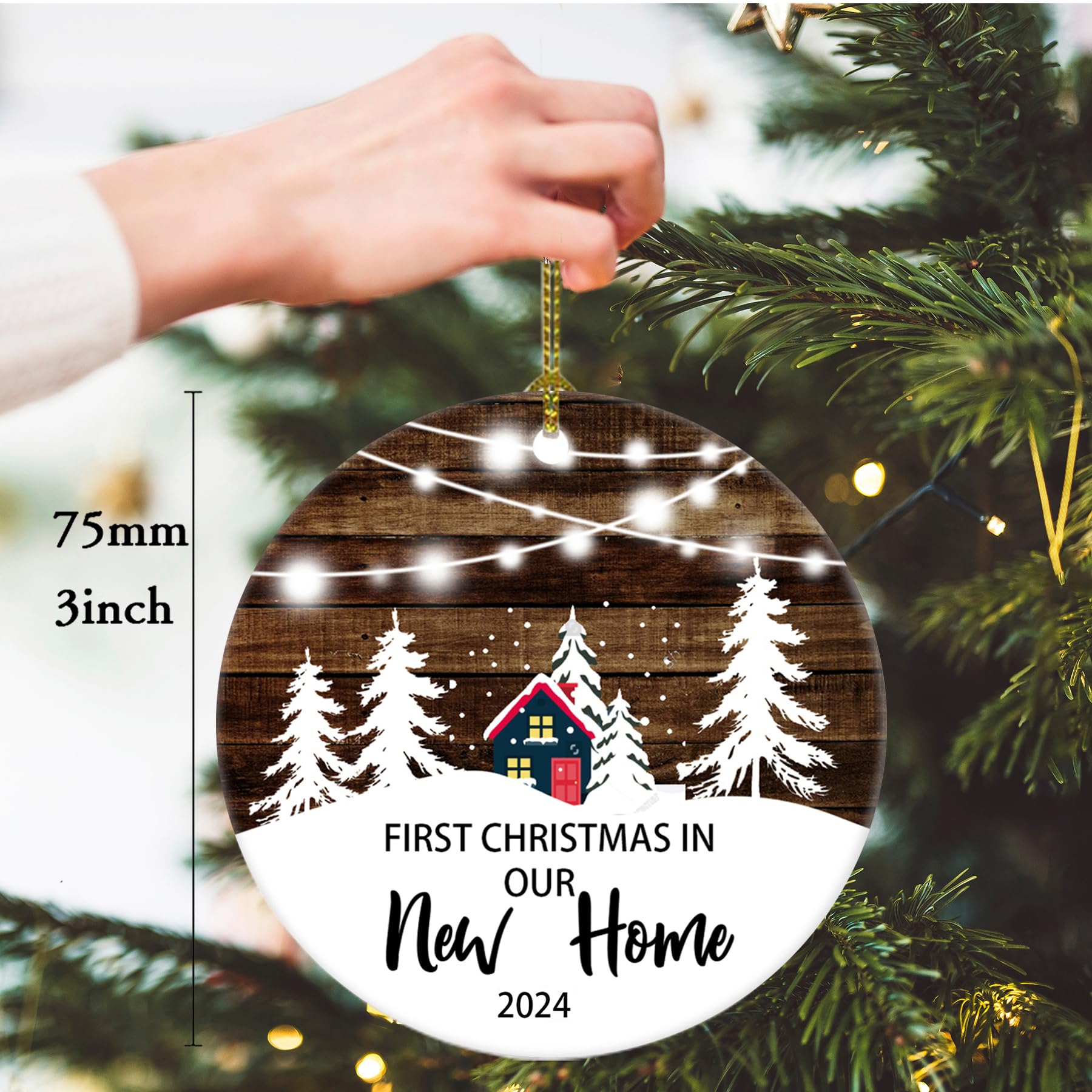 2024 Christmas Tree House Ornament for Newlywed Couples - White & Brown New Home Decoration Gift | Perfect for First Christmas Together, Housewarming & Holiday Decor
