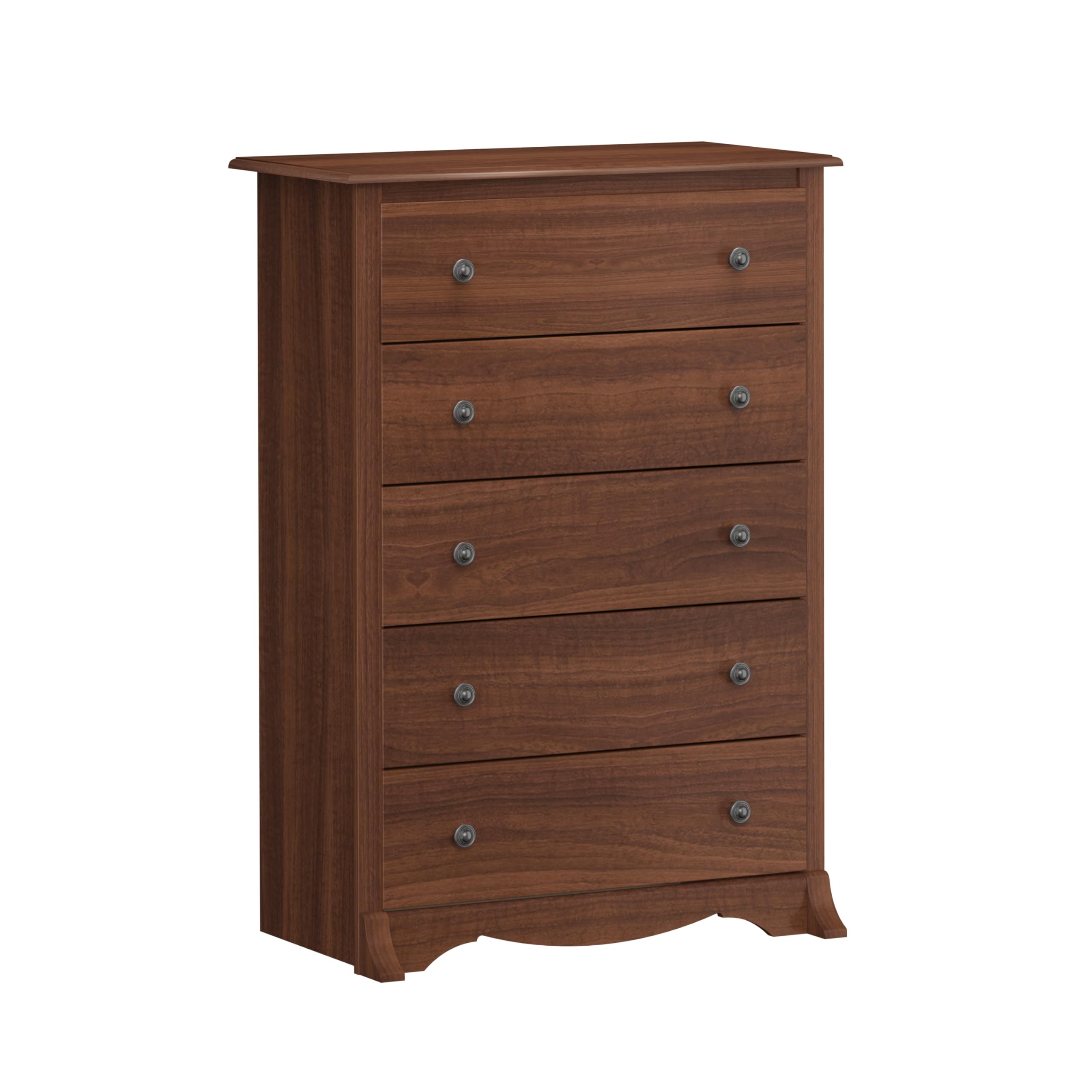 Prepac Sonoma Traditional 5-Drawer Tall Dresser for Bedroom - Cherry Wood Chest of Drawers 17.75