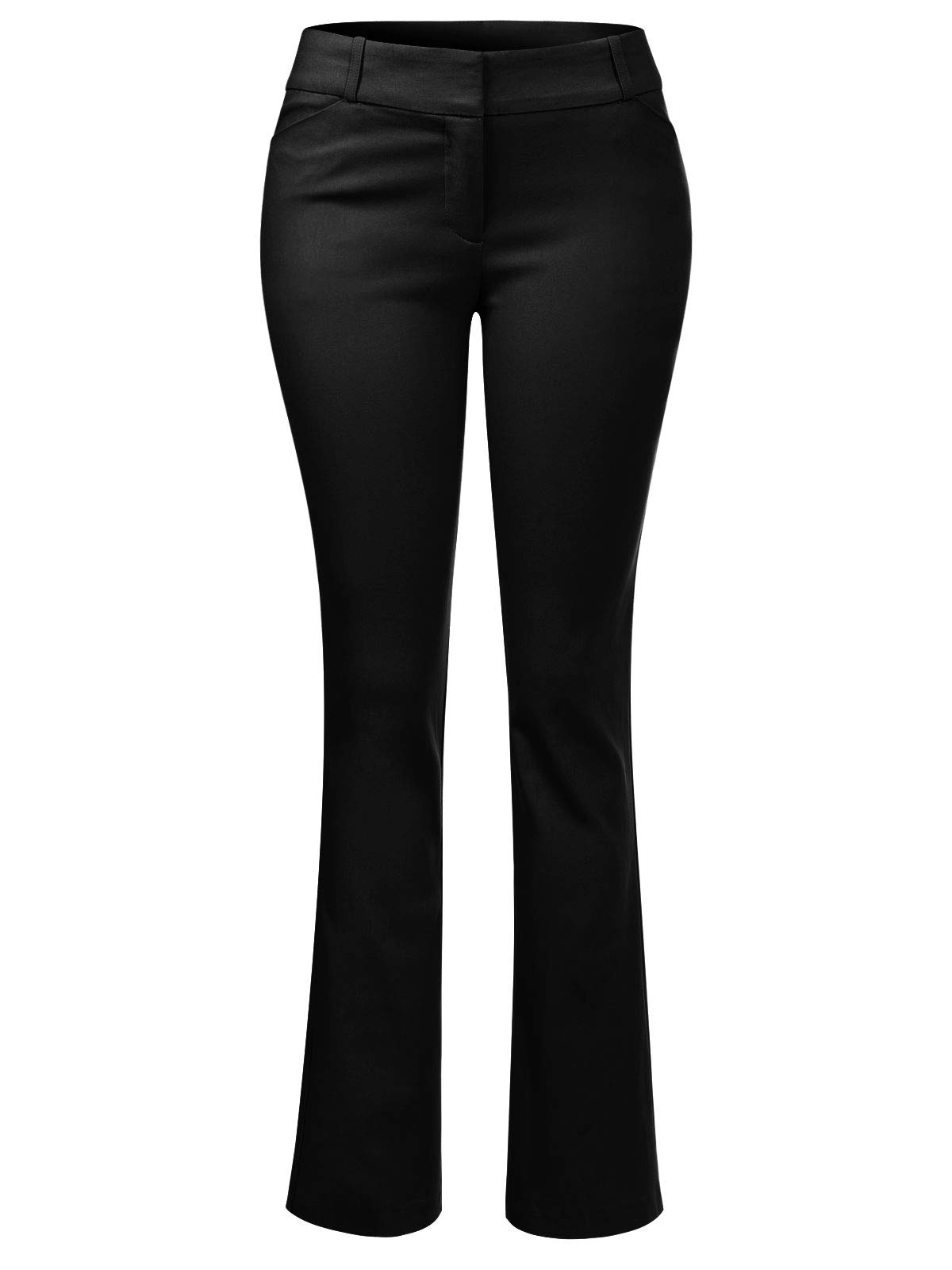 Olivia Women's High Waist Bootcut Pants - Stretchy Comfy Dress Pants for Work & Casual Wear - Black Plus Size 2XL (Office, Travel, Everyday Outfits)